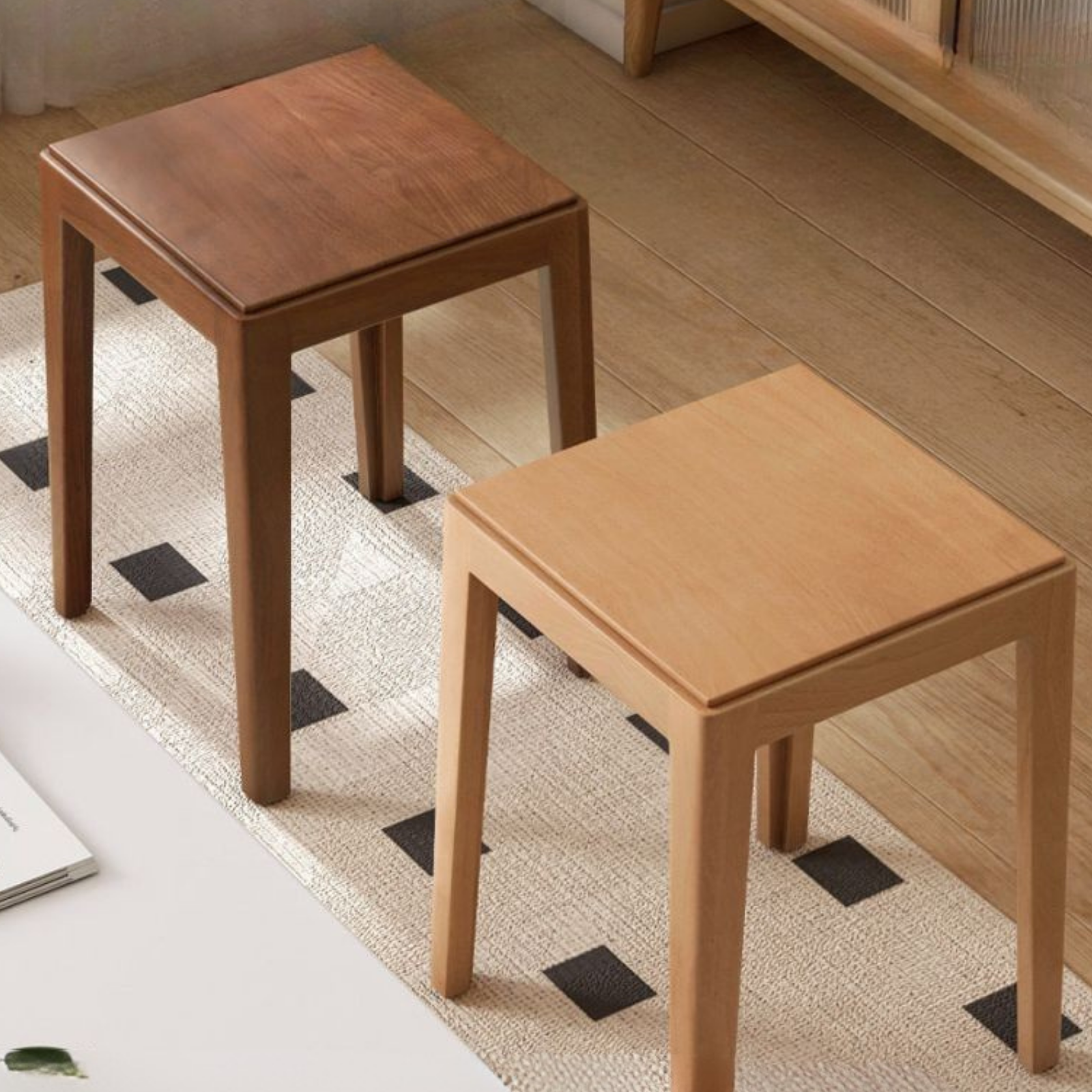 Beech Solid Wood Stackable Stool with Nordic Minimalist Design