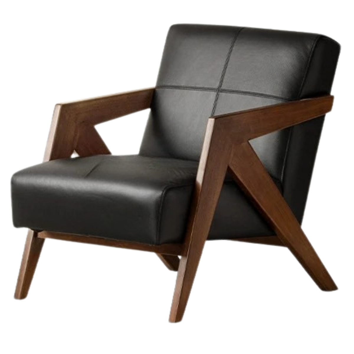 Oak Solid Wood Italian Modernist Geometric Lounge Chair