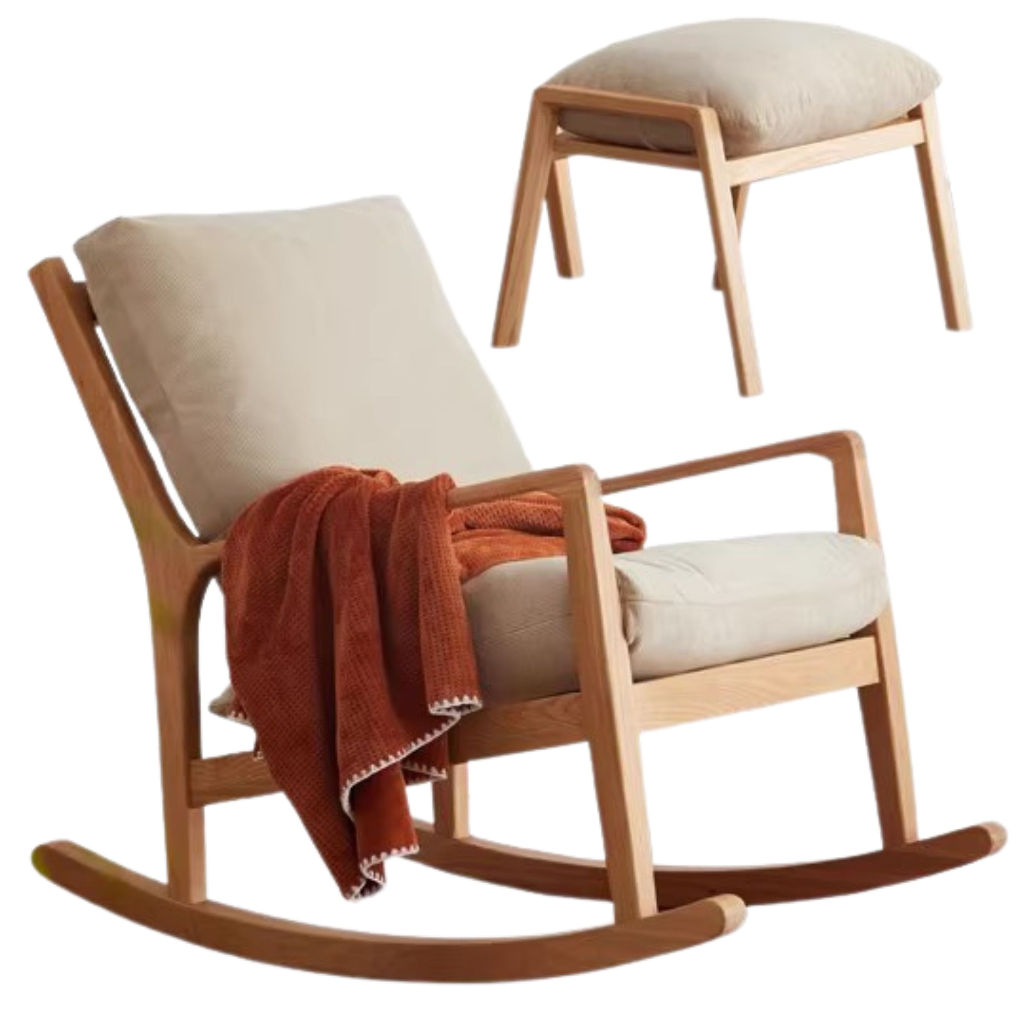 Oak Solid Wood Single Lazy Rocking Sofa Chair