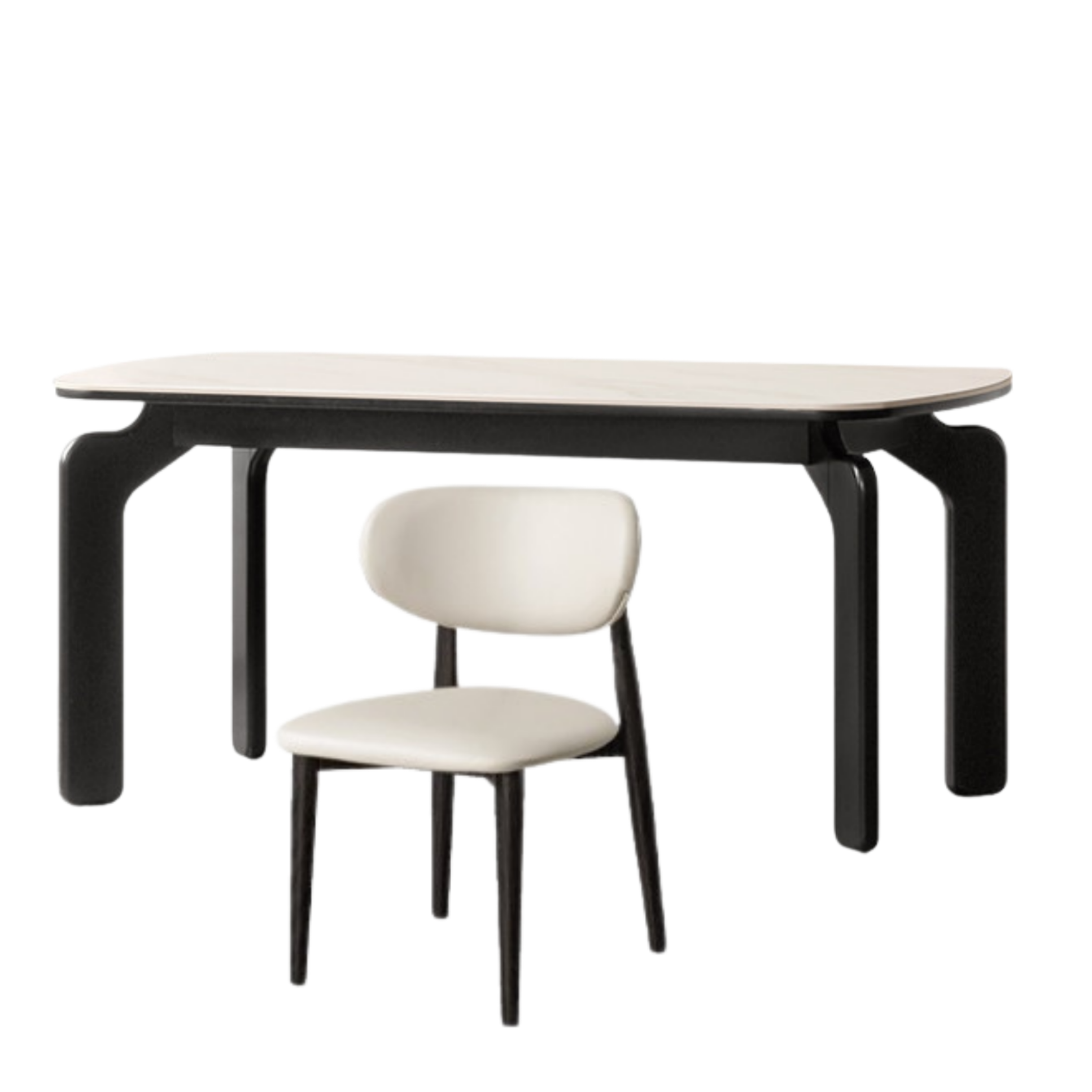 Solid Rubberwood Rock Board Dining Table