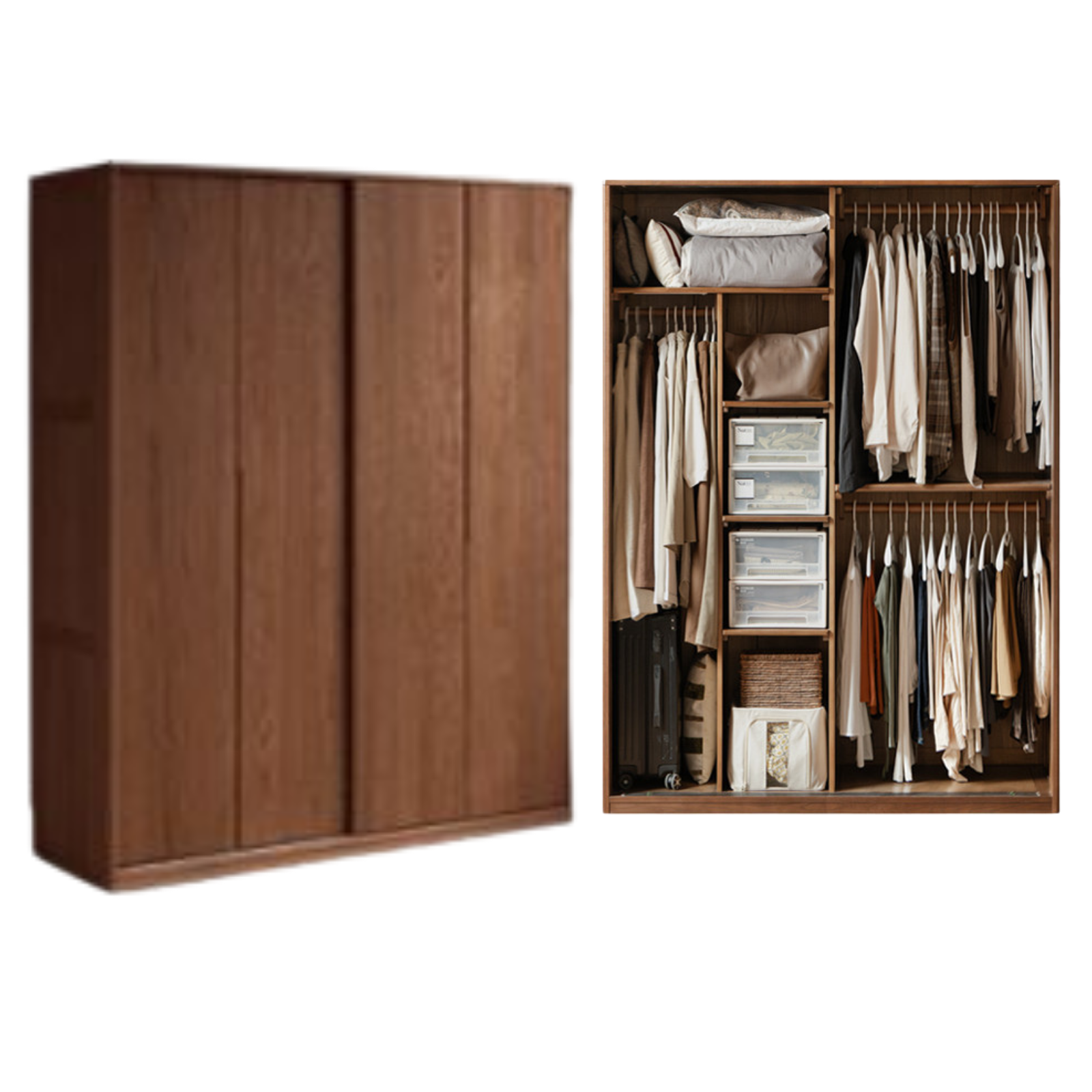 Oak Solid Wood Modern Style Wardrobe
