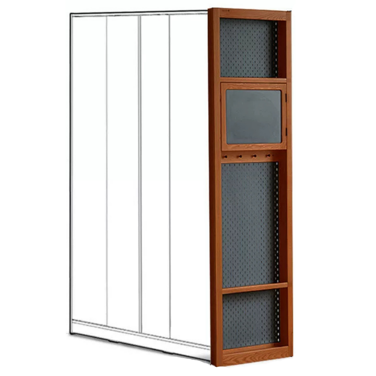 Poplar, Tulipwood Solid Wood Wardrobe Retro Sliding Door Wardrobe