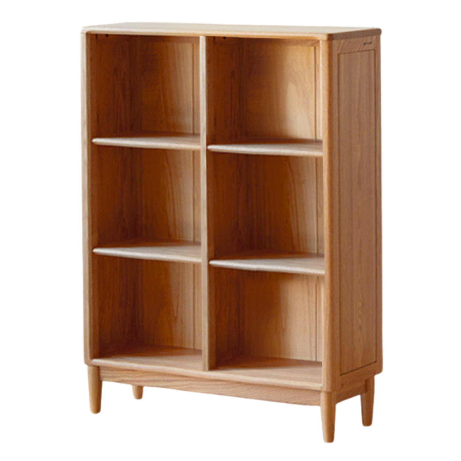 Oak Solid Wood, Solid Rubberwood Modern Open Grid Bookcase