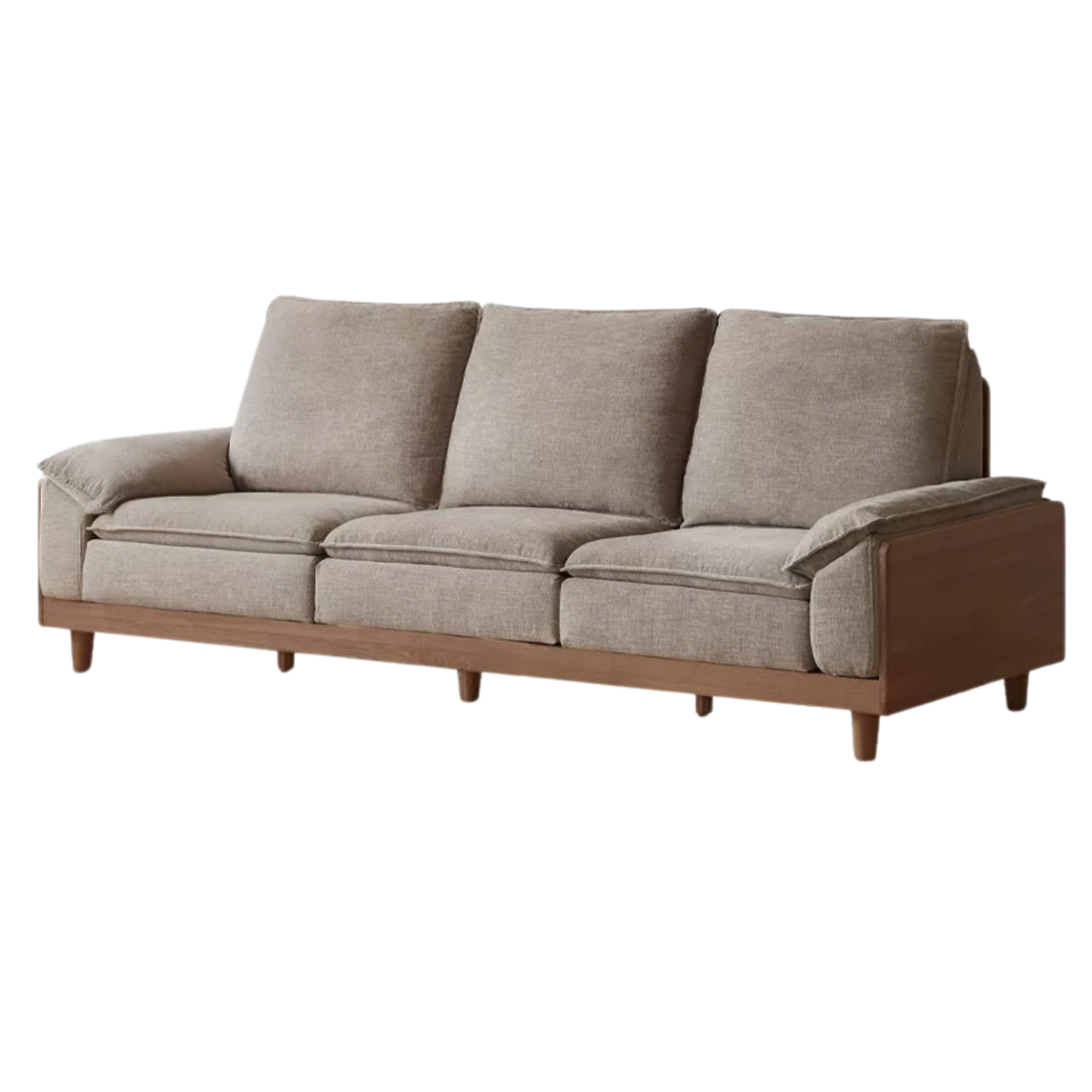 Black Walnut, Ash, Oak, White Oak Solid Wood High-Back Sofa with Removable Washable Cushions