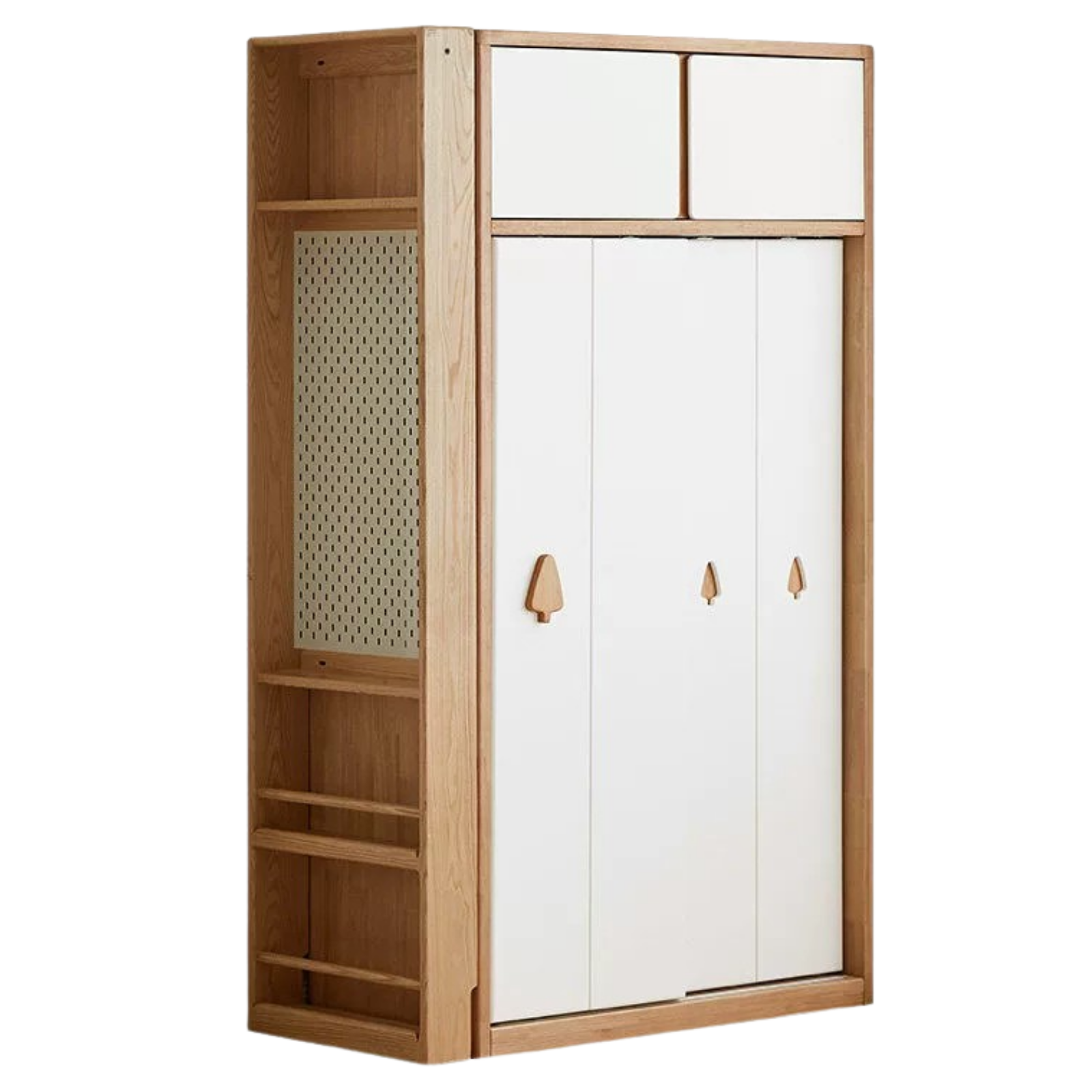 Solid Rubberwood Modern Kids Sliding Door Wardrobe