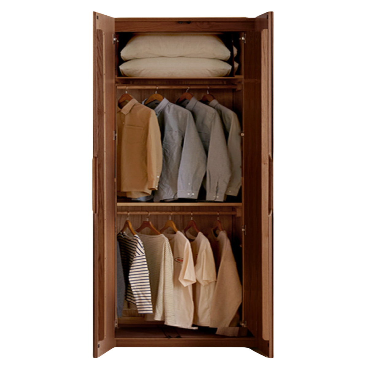 Oak, Solid Rubberwood Modern Wardrobe