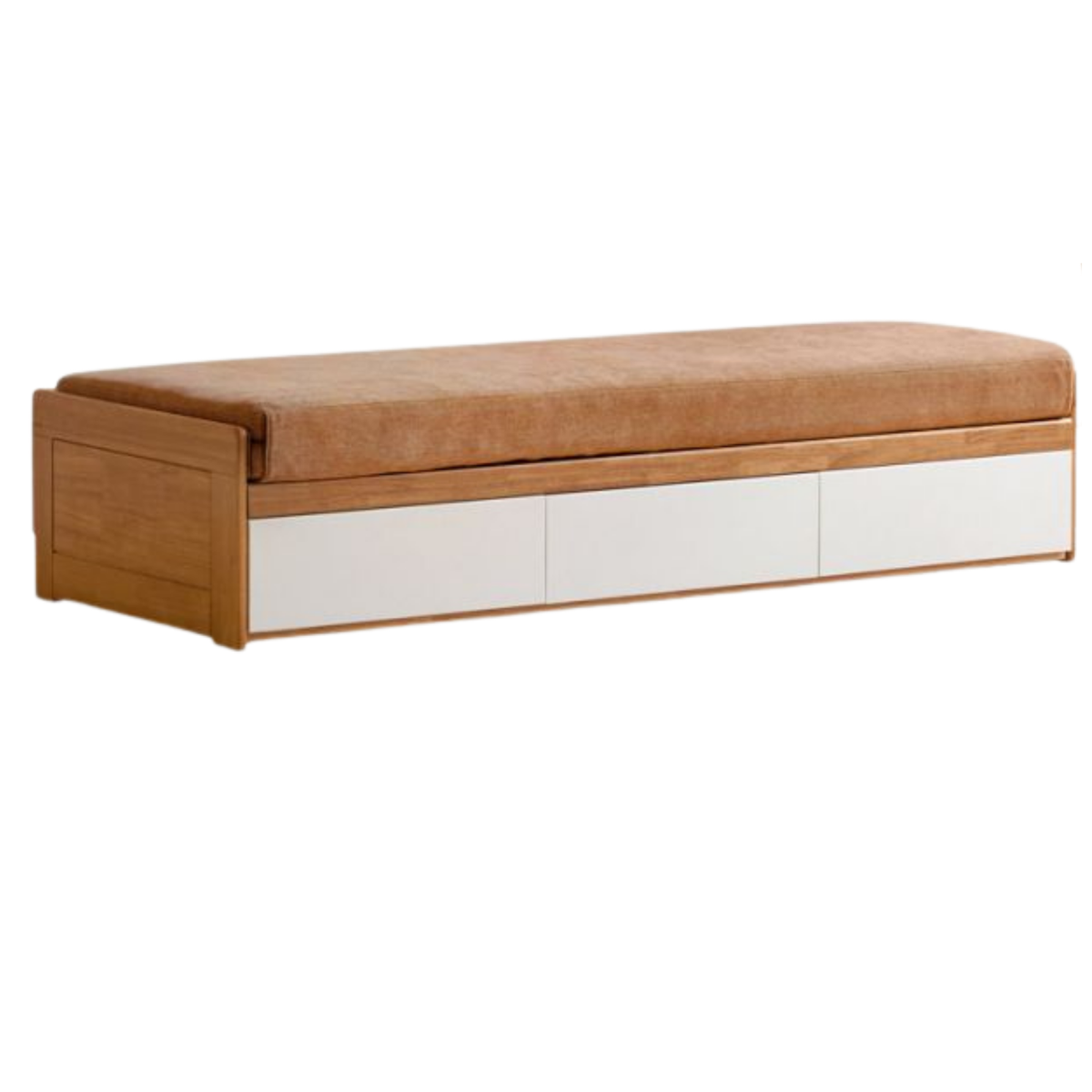 Solid RubberWood Storage Daybed with Pull-Out Drawer and Backless Design