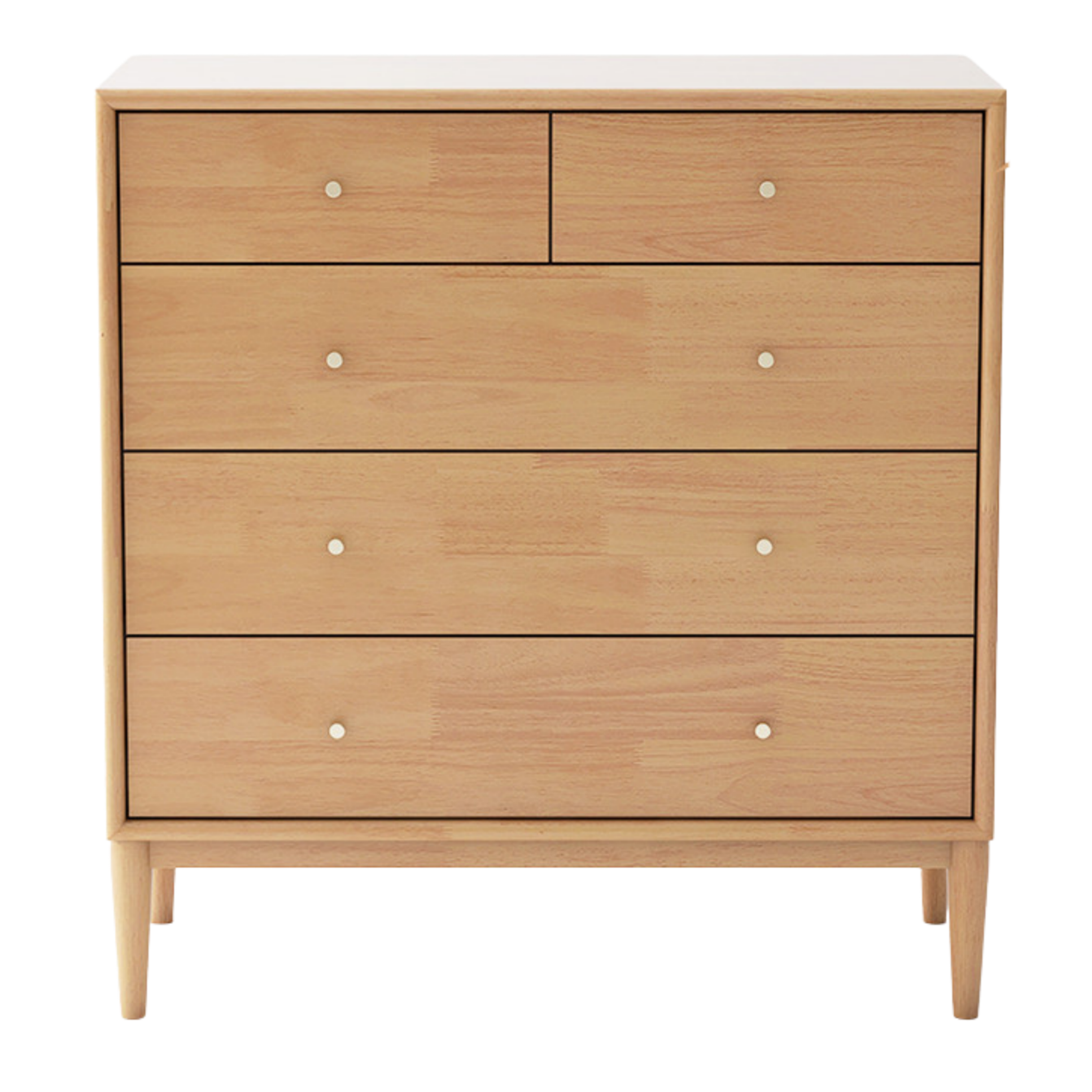 Oak Solid Wood, Solid RubberWood Nordic Chest of Drawers