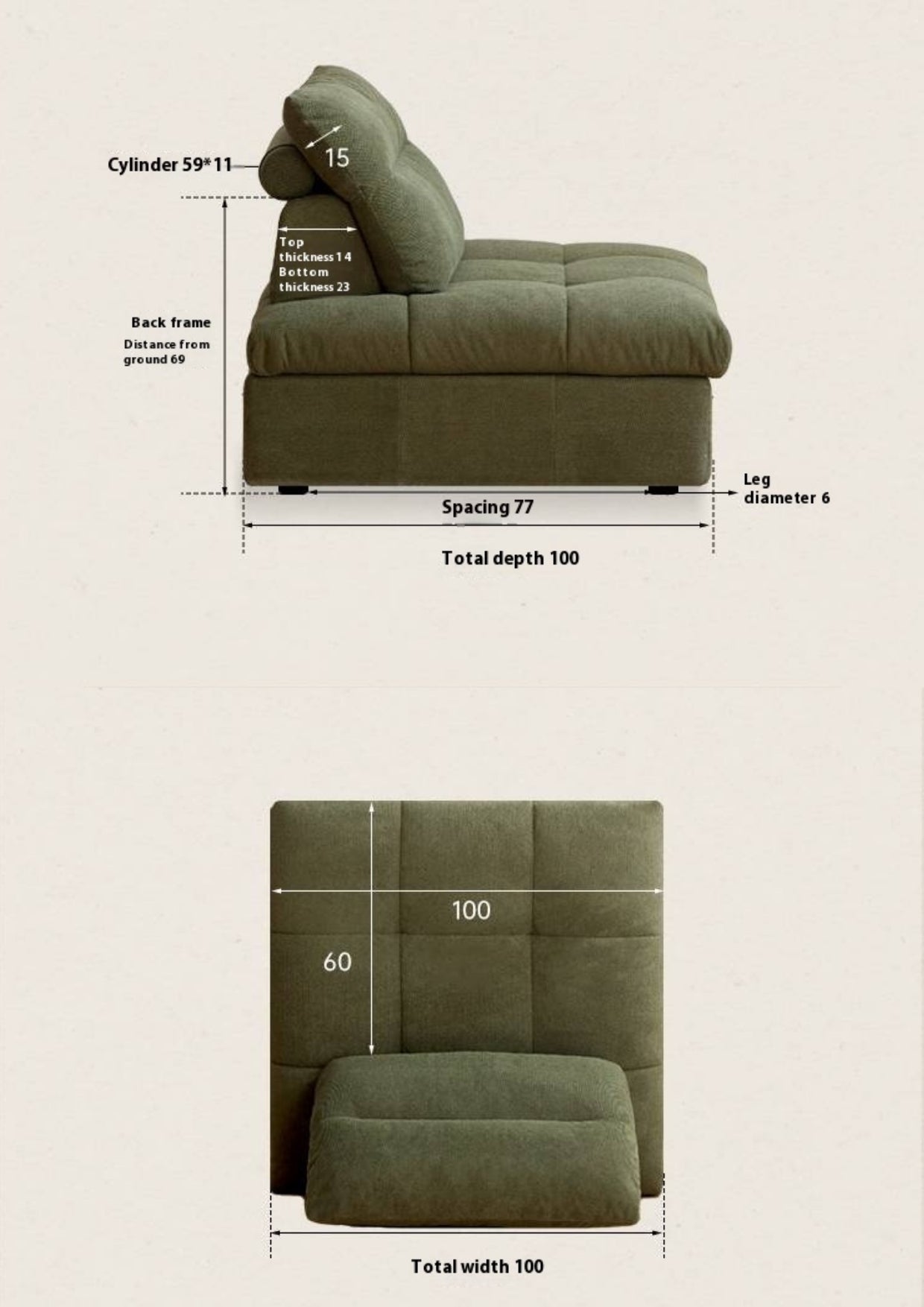 Modular Fabric Sofa – Modern Casual Free Combination Sofa Tofu Block Design