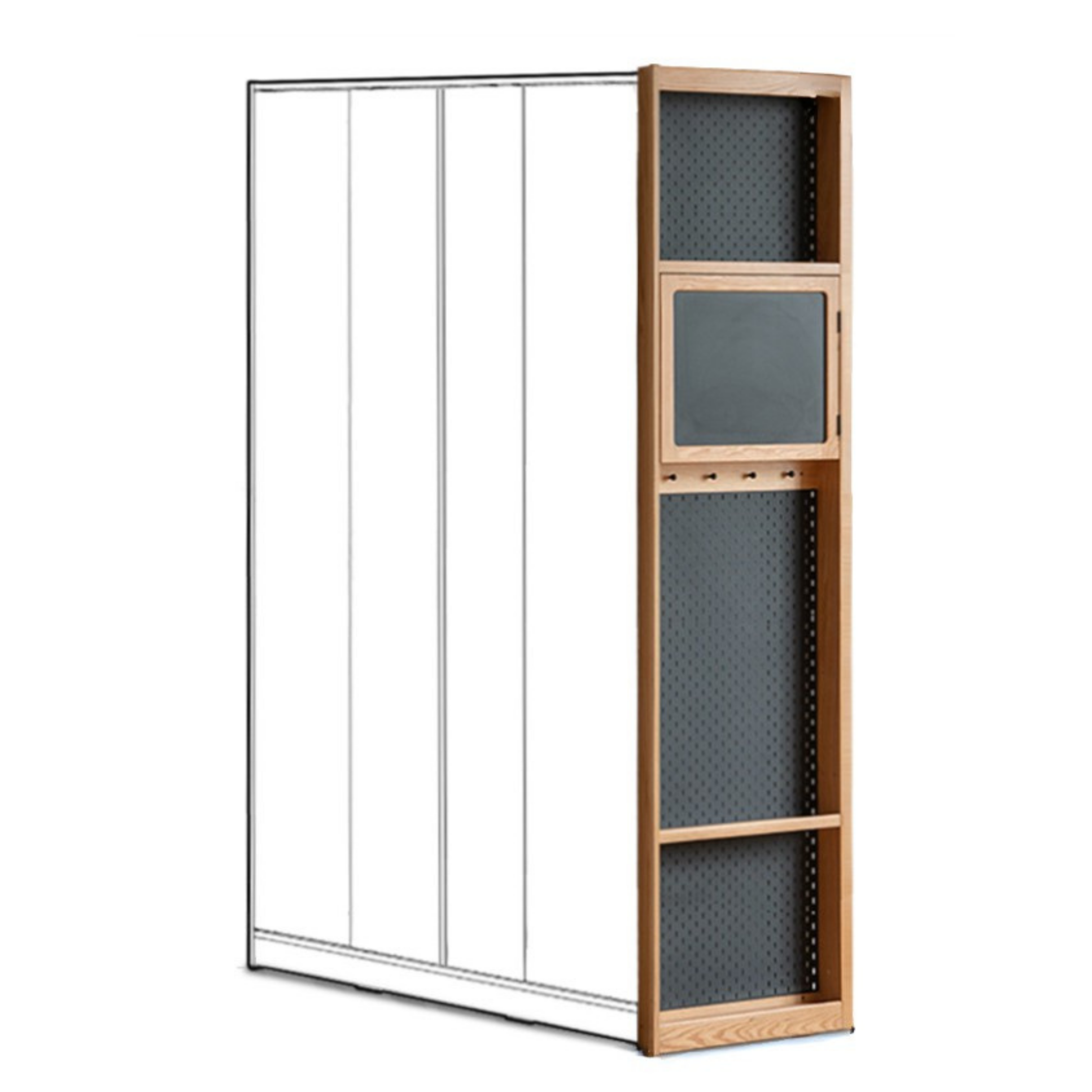 Oak, Cherry Solid Wood Corner Wardrobe