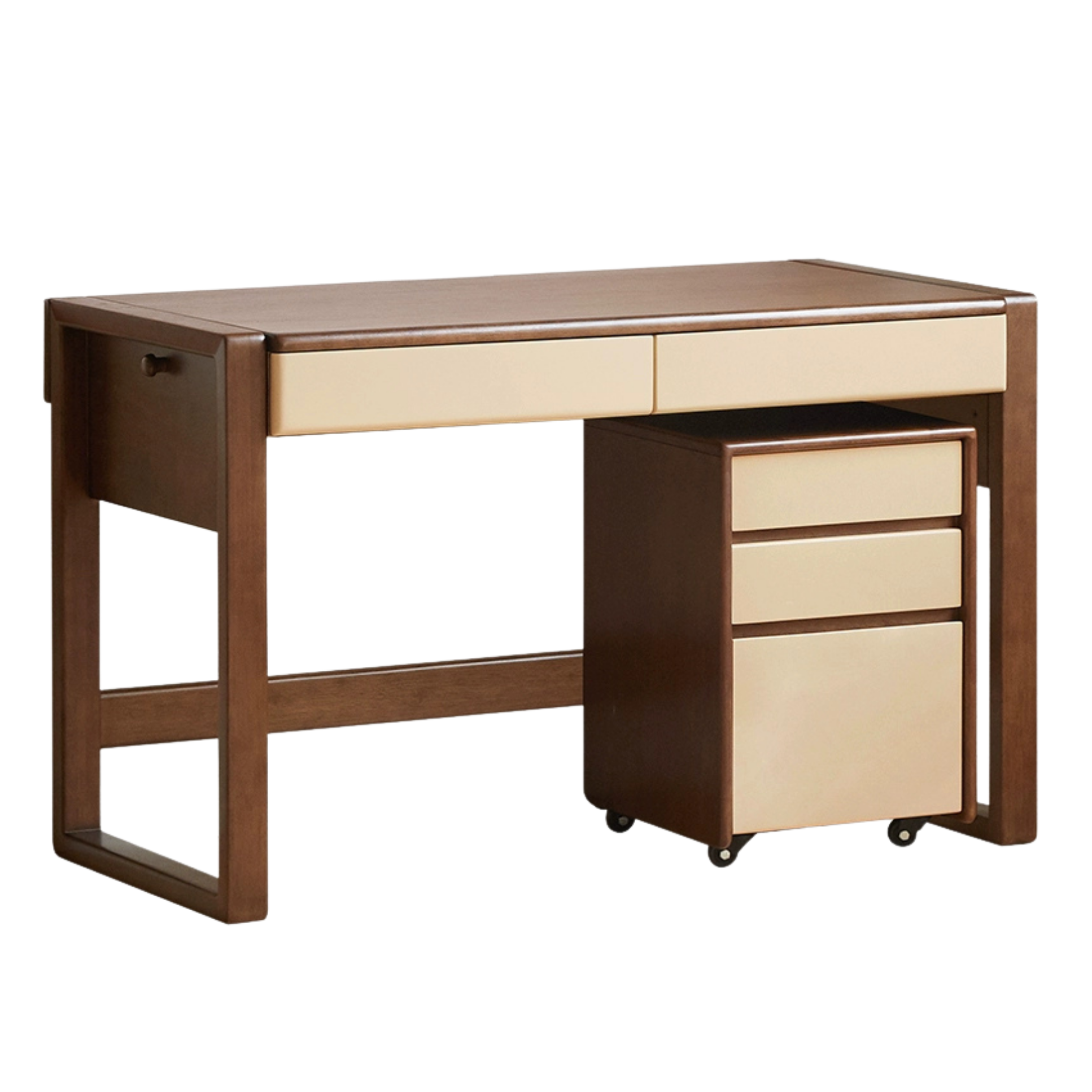 Solid Rubberwood Children's Desk With Bookshelf
