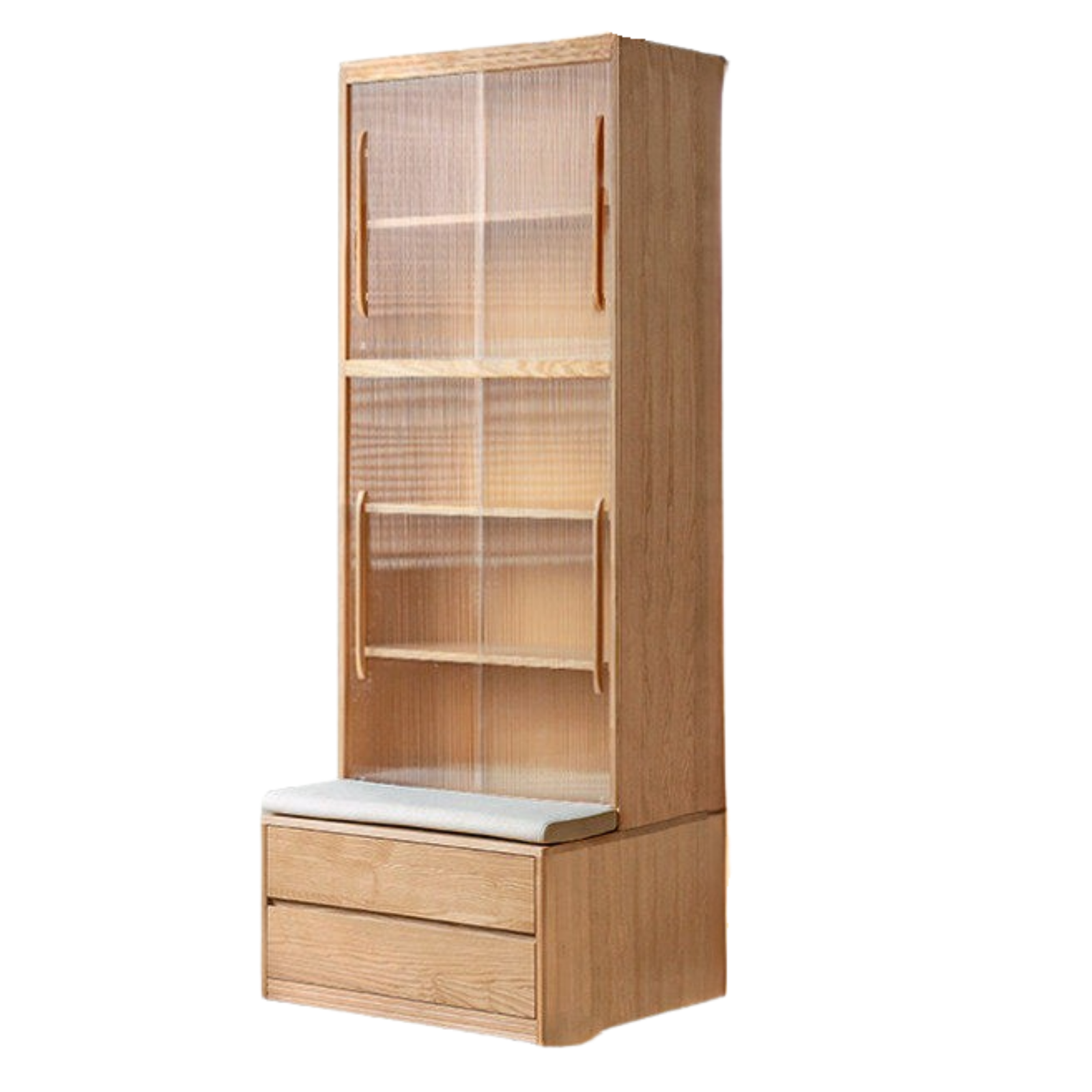 Ash, Oak Solid Wood Modern Combination Bookcase Integrated Card Seat