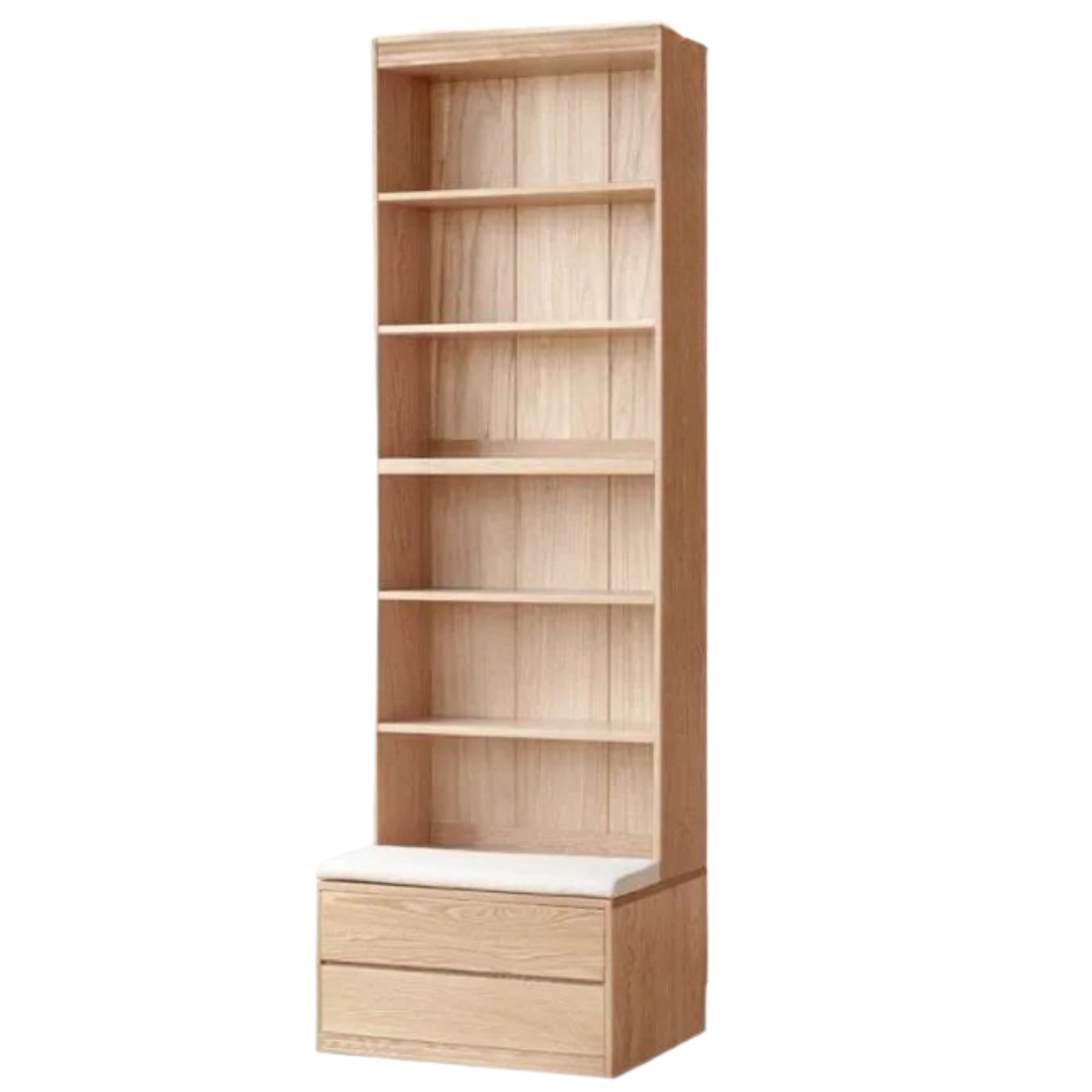 Ash Solid Wood Wall-Mounted Bookcase with Integrated Study Shelf