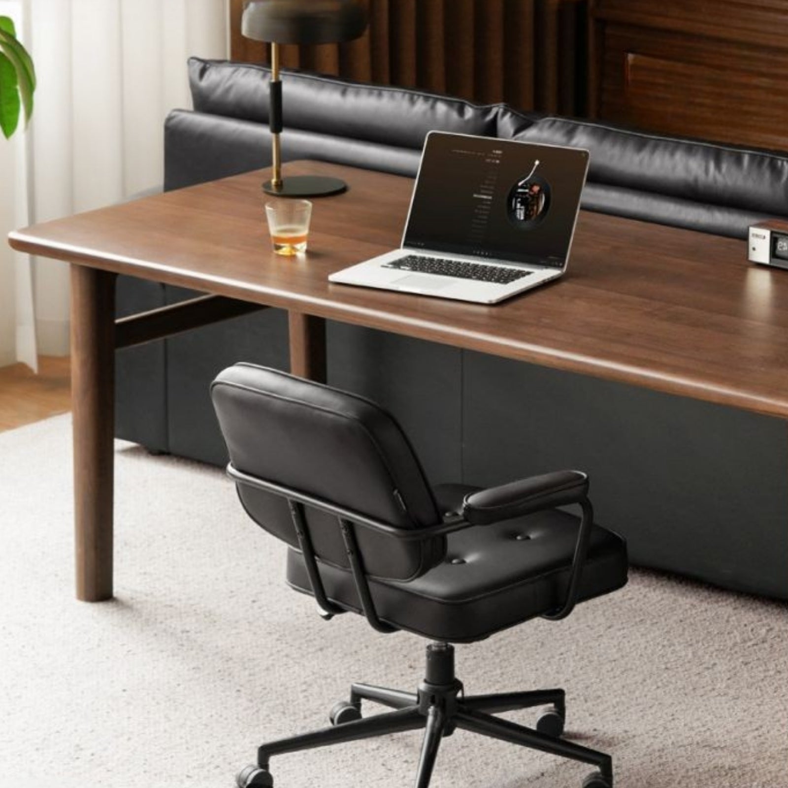 Black Walnut Solid Wood Modern Office Desk