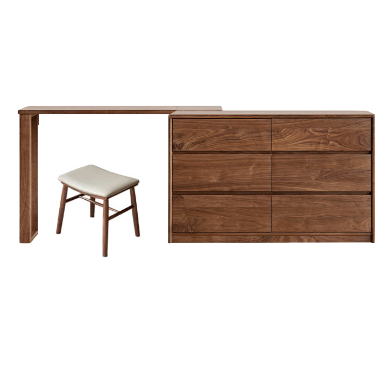 Black Walnut, South American Walnut Solid Wood Retractable Vanity Table.