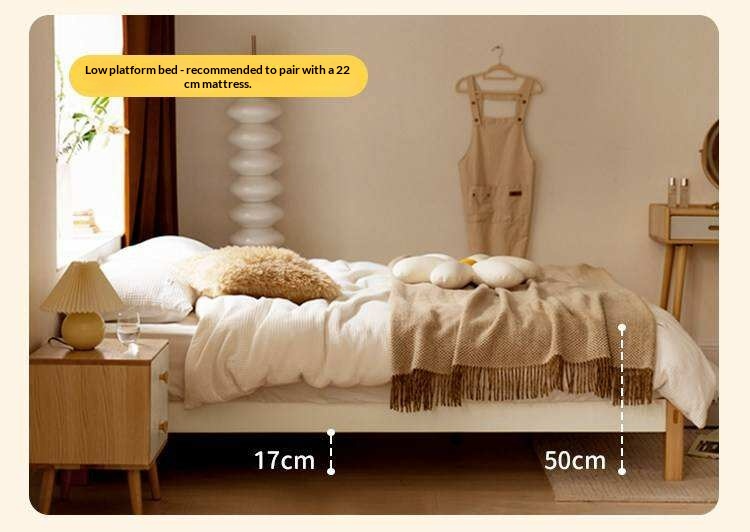 Beech Solid Wood Modern Minimalist Style Platform Bed