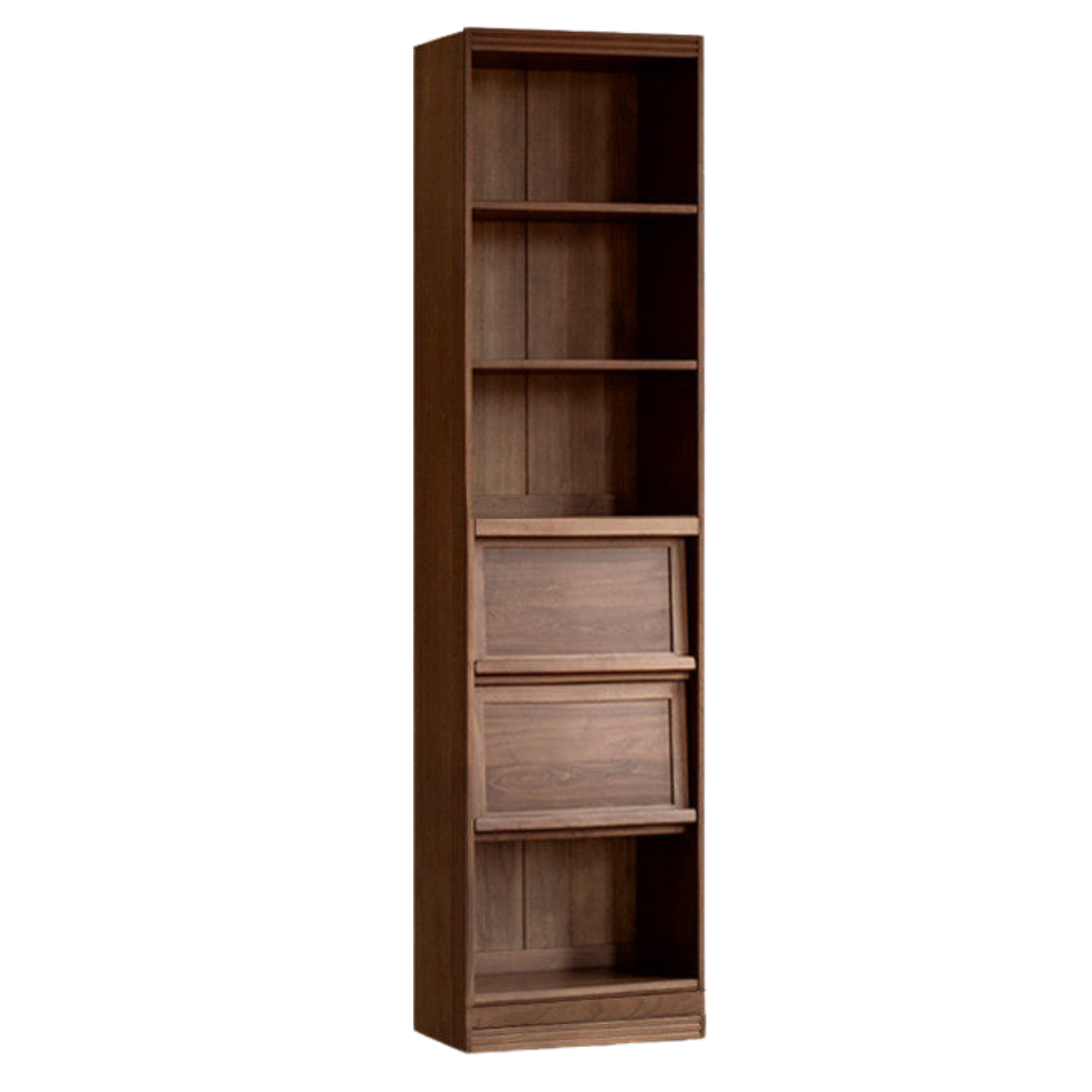 Black Walnut, Oak Solid Wood Floor-Standing Bookcase with Luxury Storage Cabinet