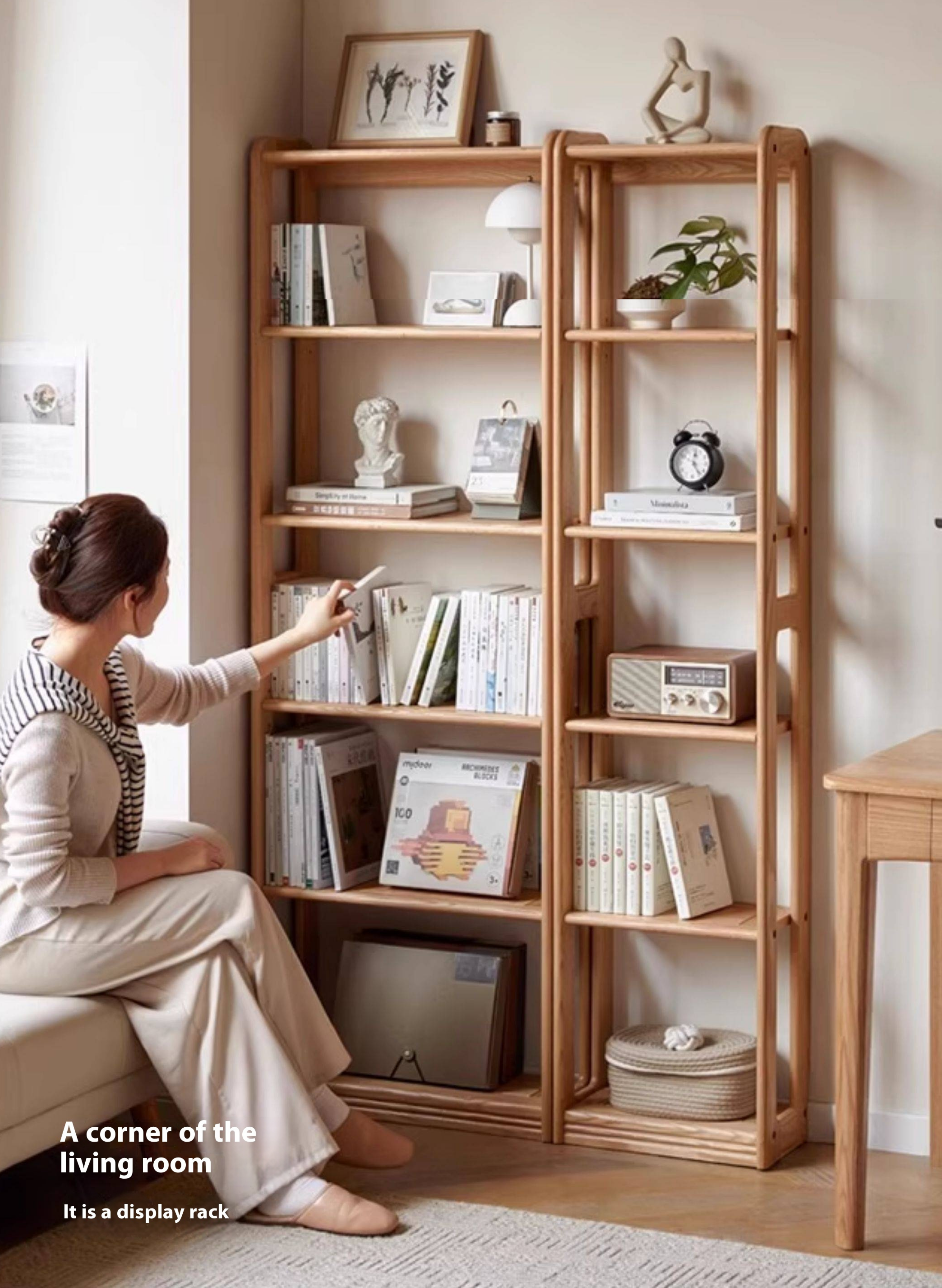 Oak, Solid RubberWood Solid Wood Ultra Thin Storage Rack