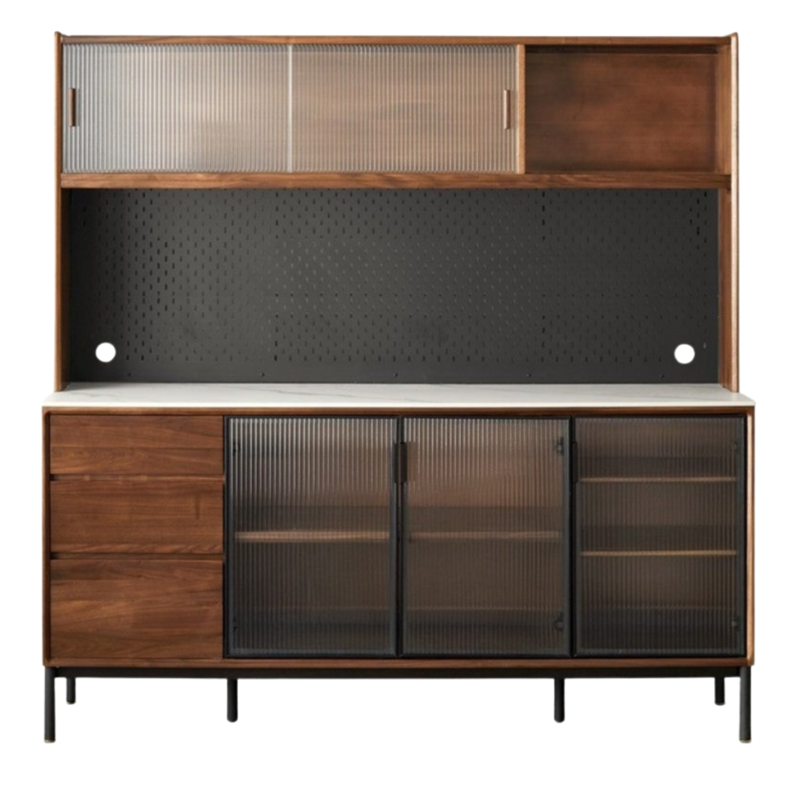 Black Walnut Solid Wood, Sandalwood Rock Sideboard Buffet Cabinet