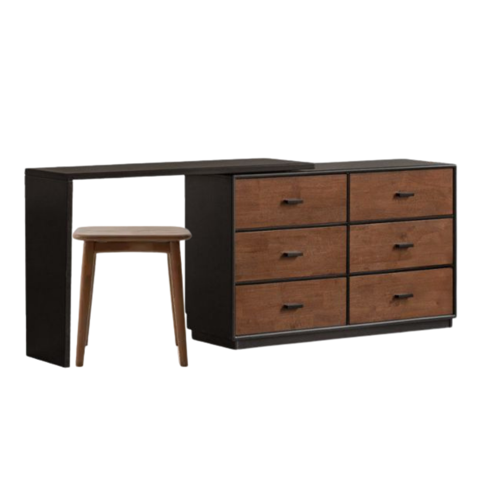 Solid RubberWood Extendable Vanity Desk and Dresser Combo, Italian Style