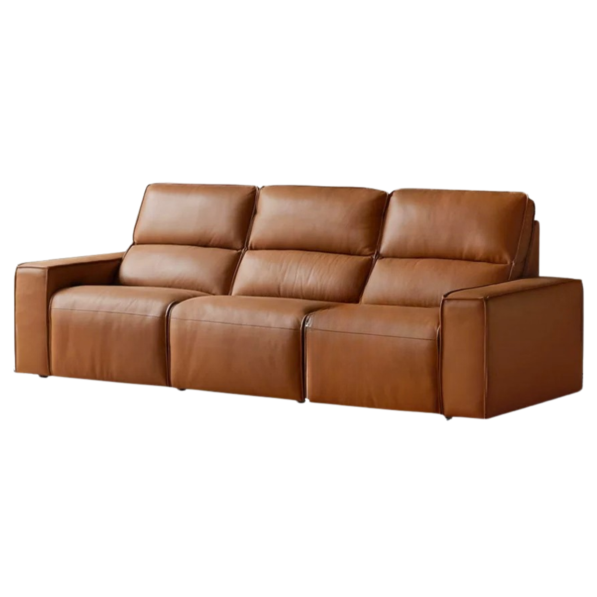 Genuine Leather Power Reclining Sofa with Adjustable Headrests and USB Charging
