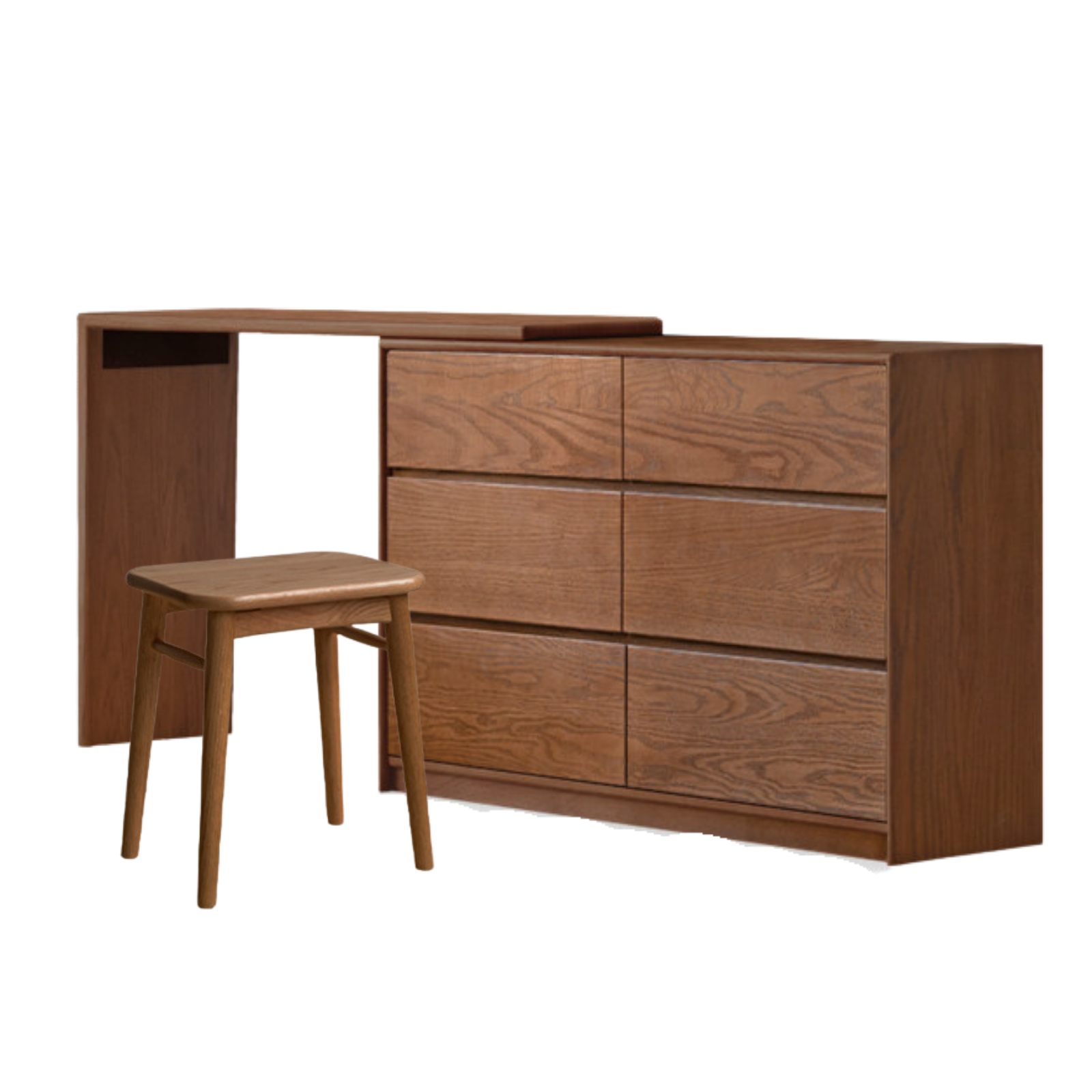 Oak, Solid Rubberwood, Beech Vanity Table L-Shaped Corner.