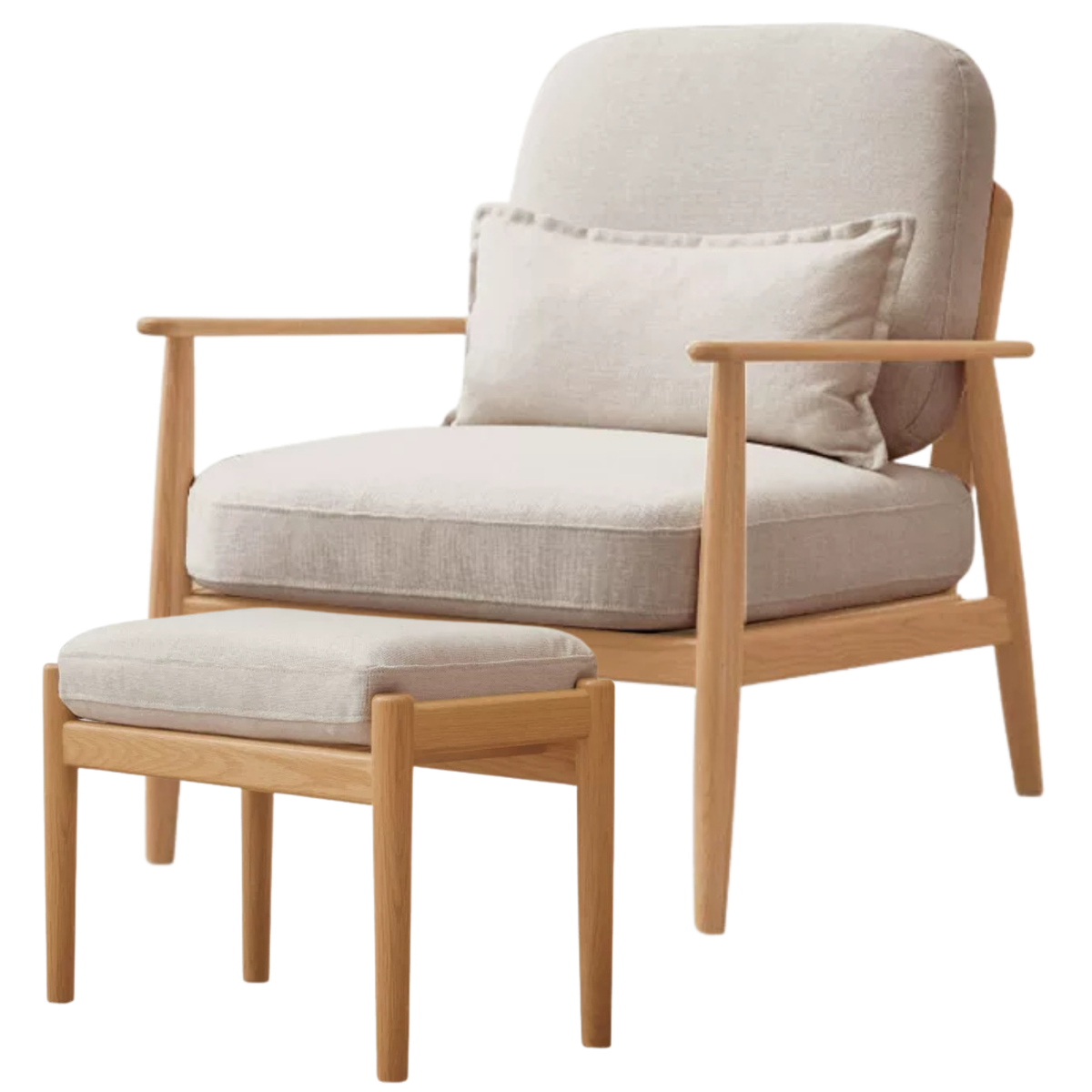 Oak Solid Wood Scandinavian Casual armChair