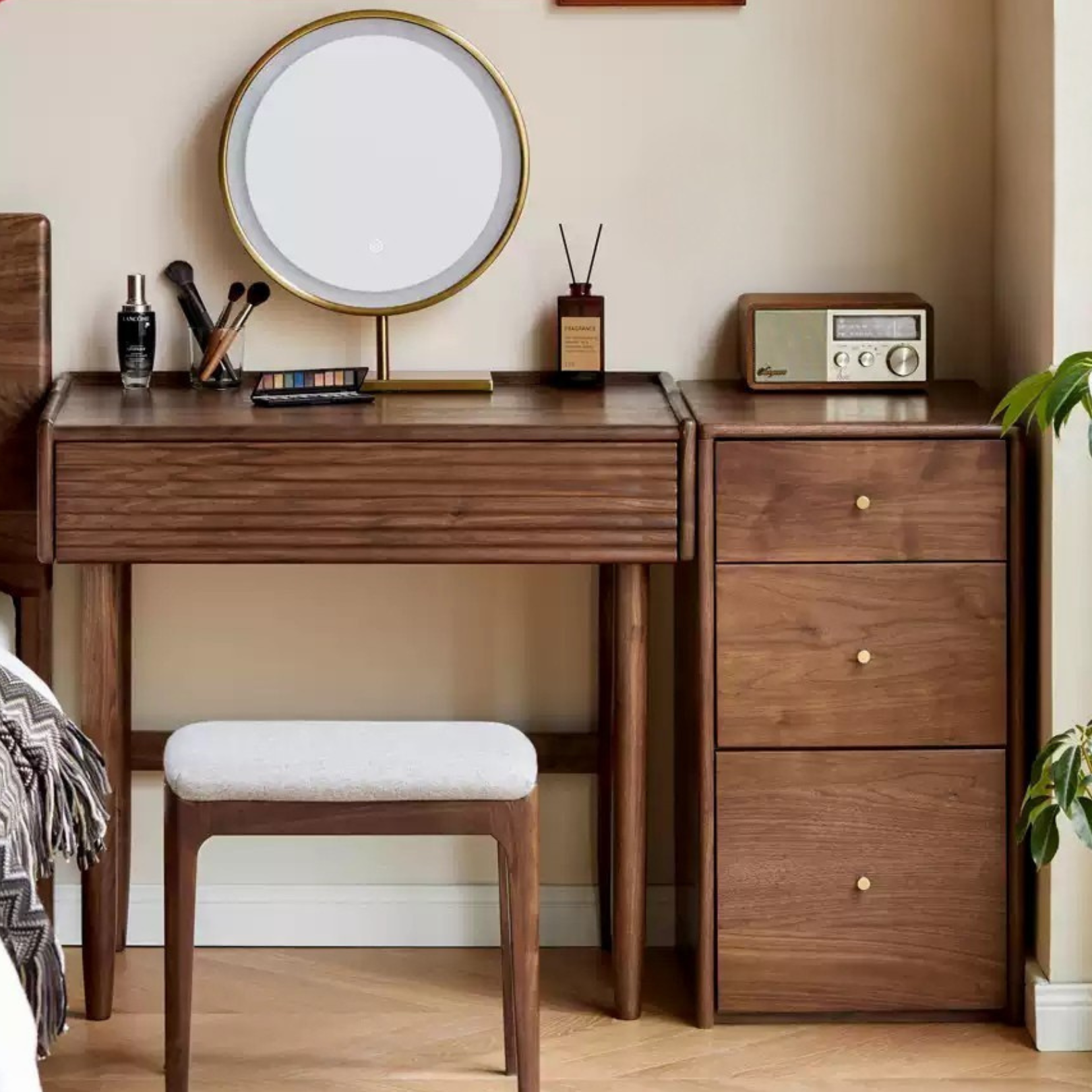 Black walnut Solid wood dressing table combination