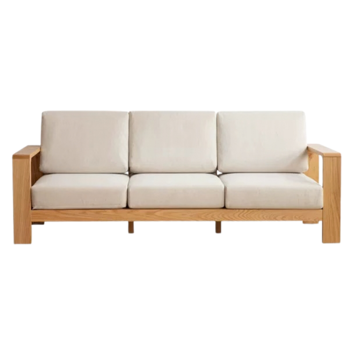 Oak Solid Wood Modern Fabric Sofa.
