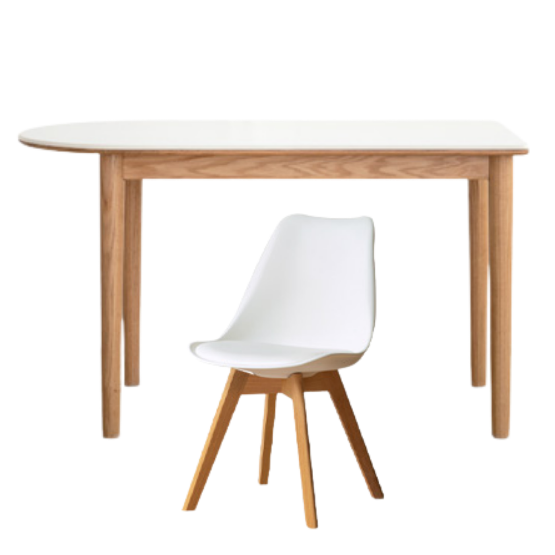 Oak, Beech Solid Wood Rock Slab Semi-Circular Dining Table