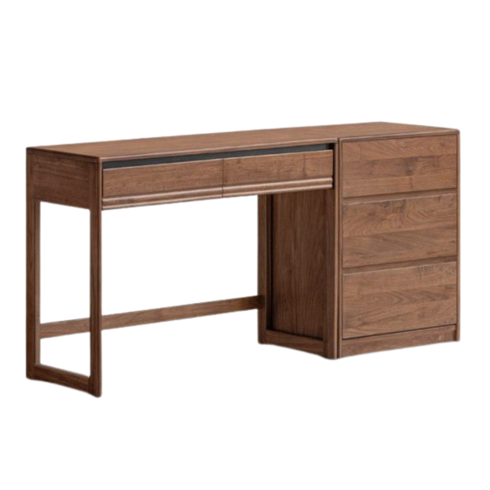 Black Walnut Solid Wood Vanity Desk and Dresser Combo, Italian Style