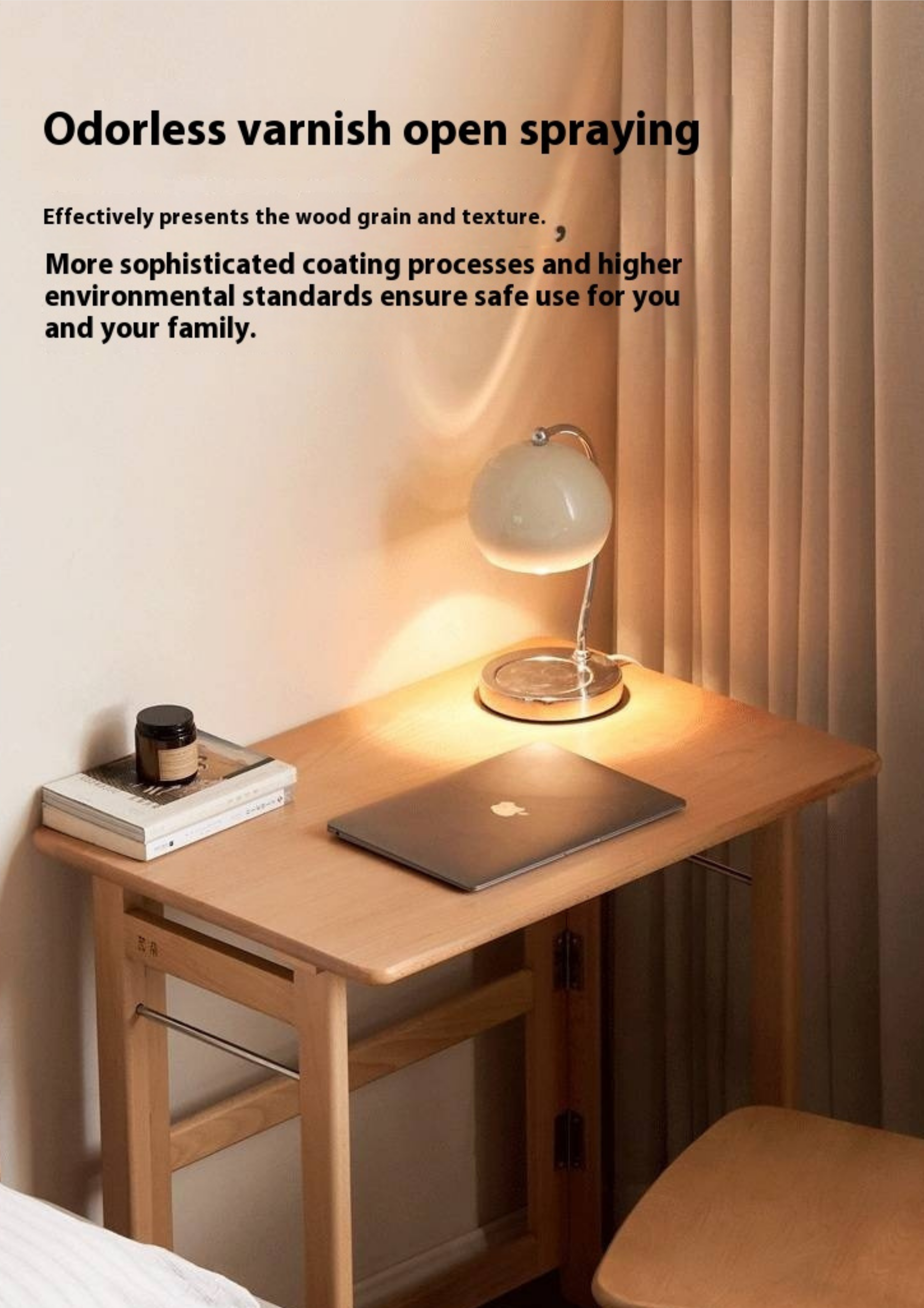 Beech Solid Wood Folding Study Table