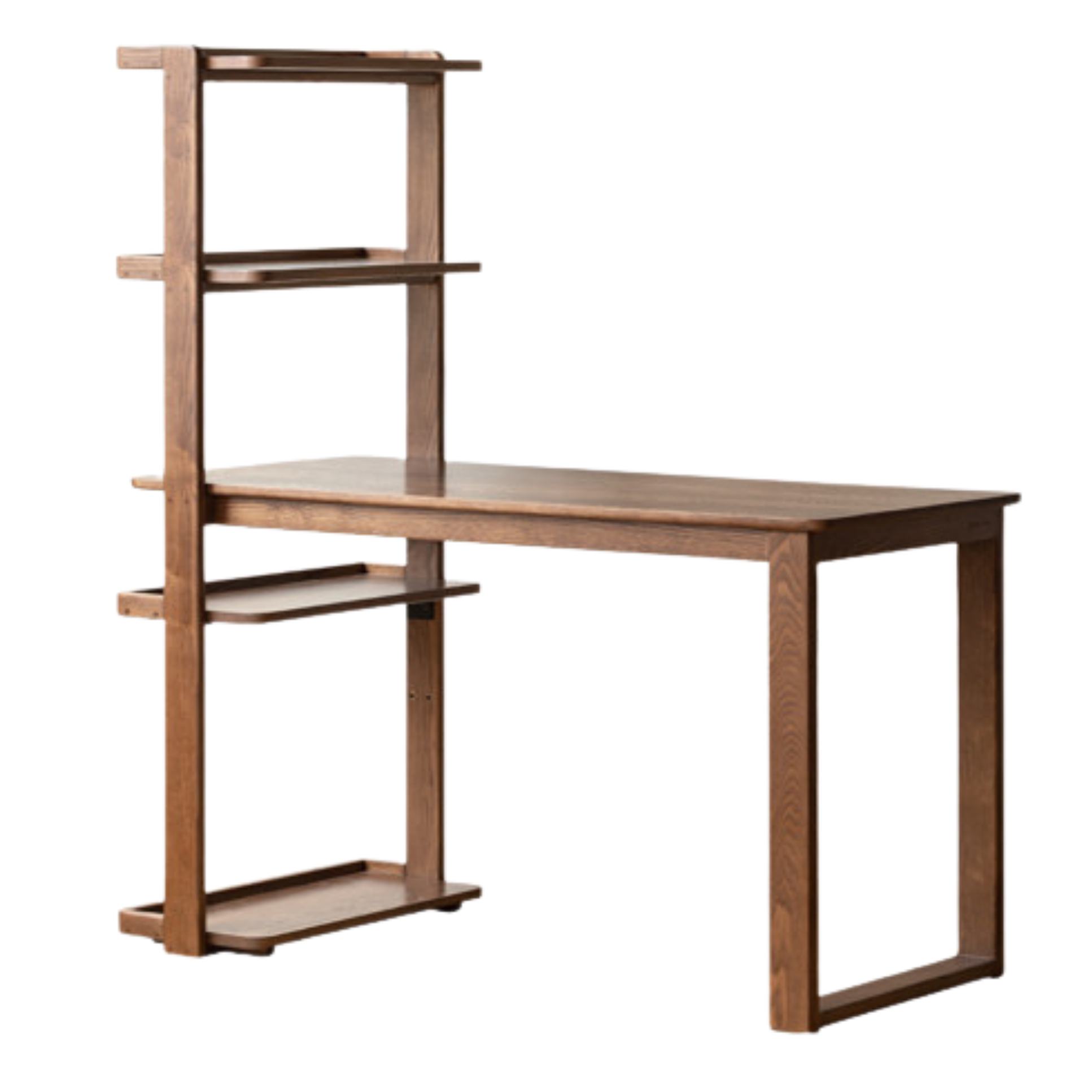 Black Walnut, Ash Solid Wood Desk Bookshelf Integrated