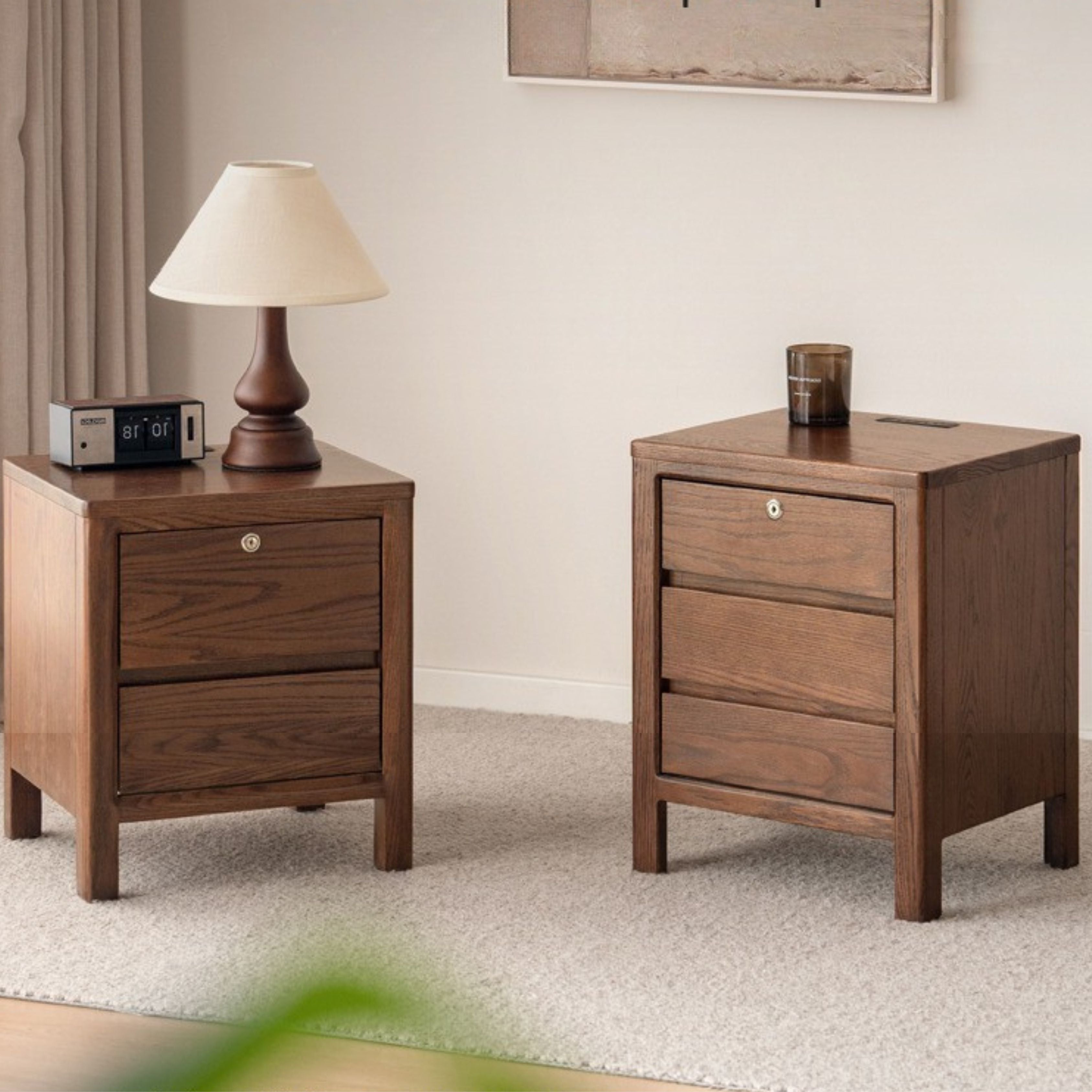 Oak Full Solid Wood Bedside Cabinet