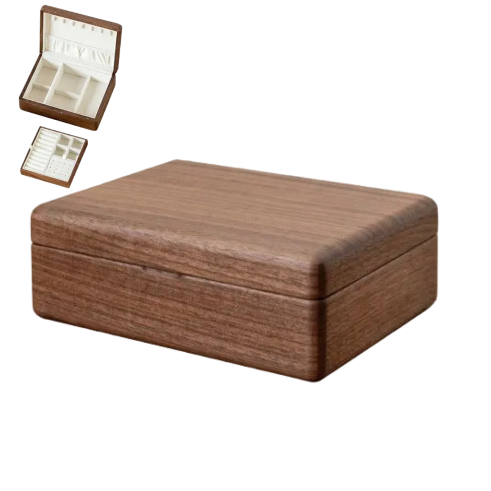 Black Walnut Solid Wood Jewelry Box with Large Capacity for Earrings and Necklaces