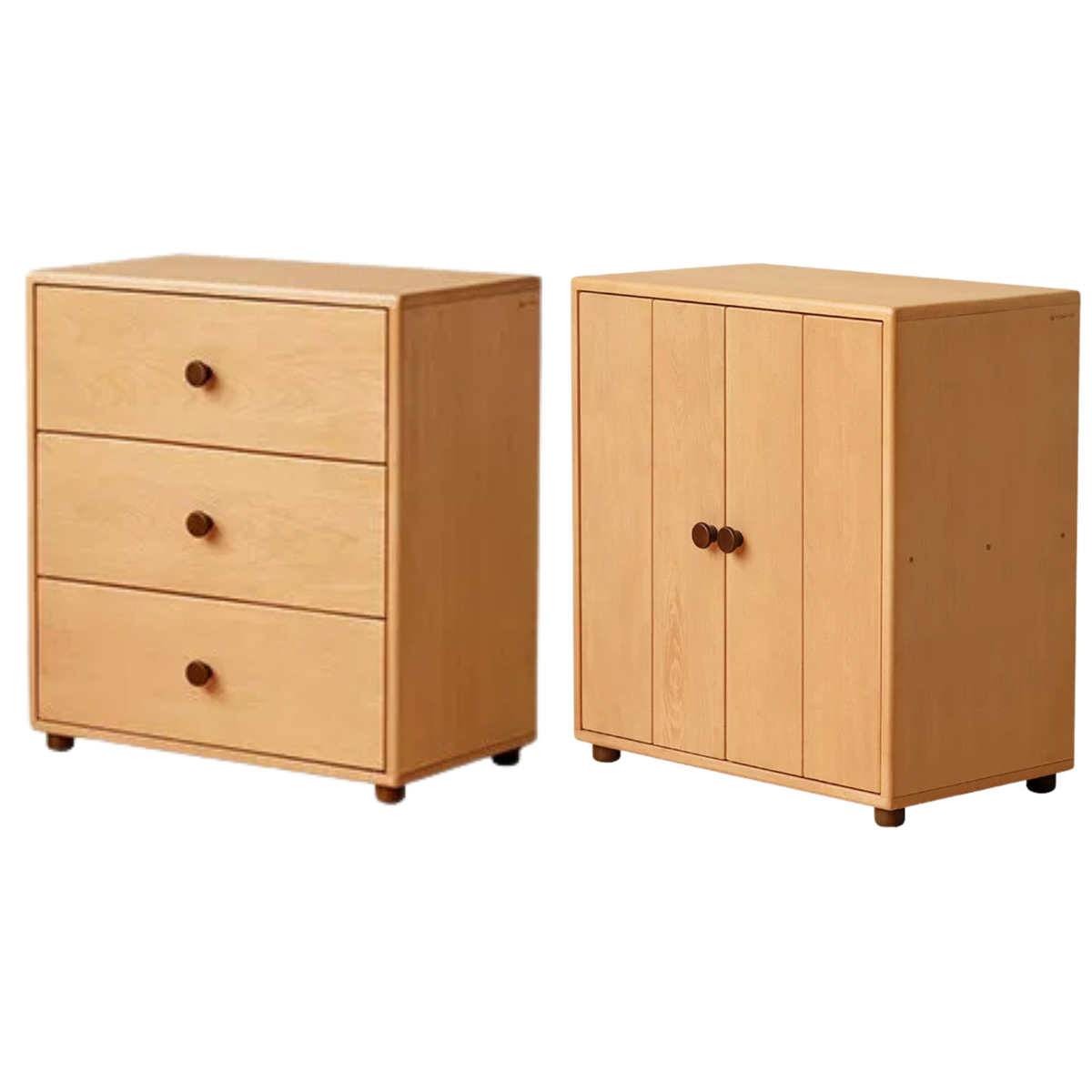 Beech, Solid Rubberwood Children's Bucket Cabinet