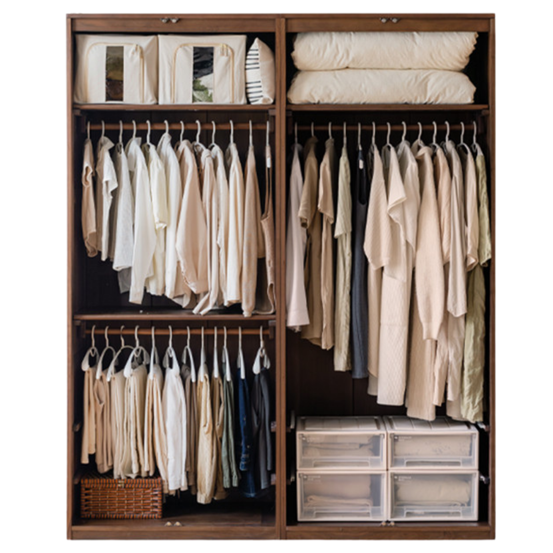 Black Walnut Solid Wood Wardrobe In Vintage Style