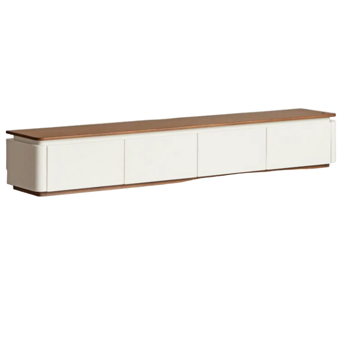 Solid RubberWood TV Stand with Two-Tone Color Block Design and Built-In Ambient Light