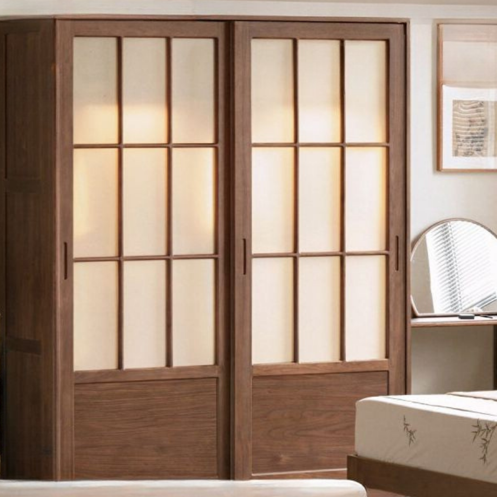 Black Walnut Solid Wood Wardrobe with Aesthetic Design