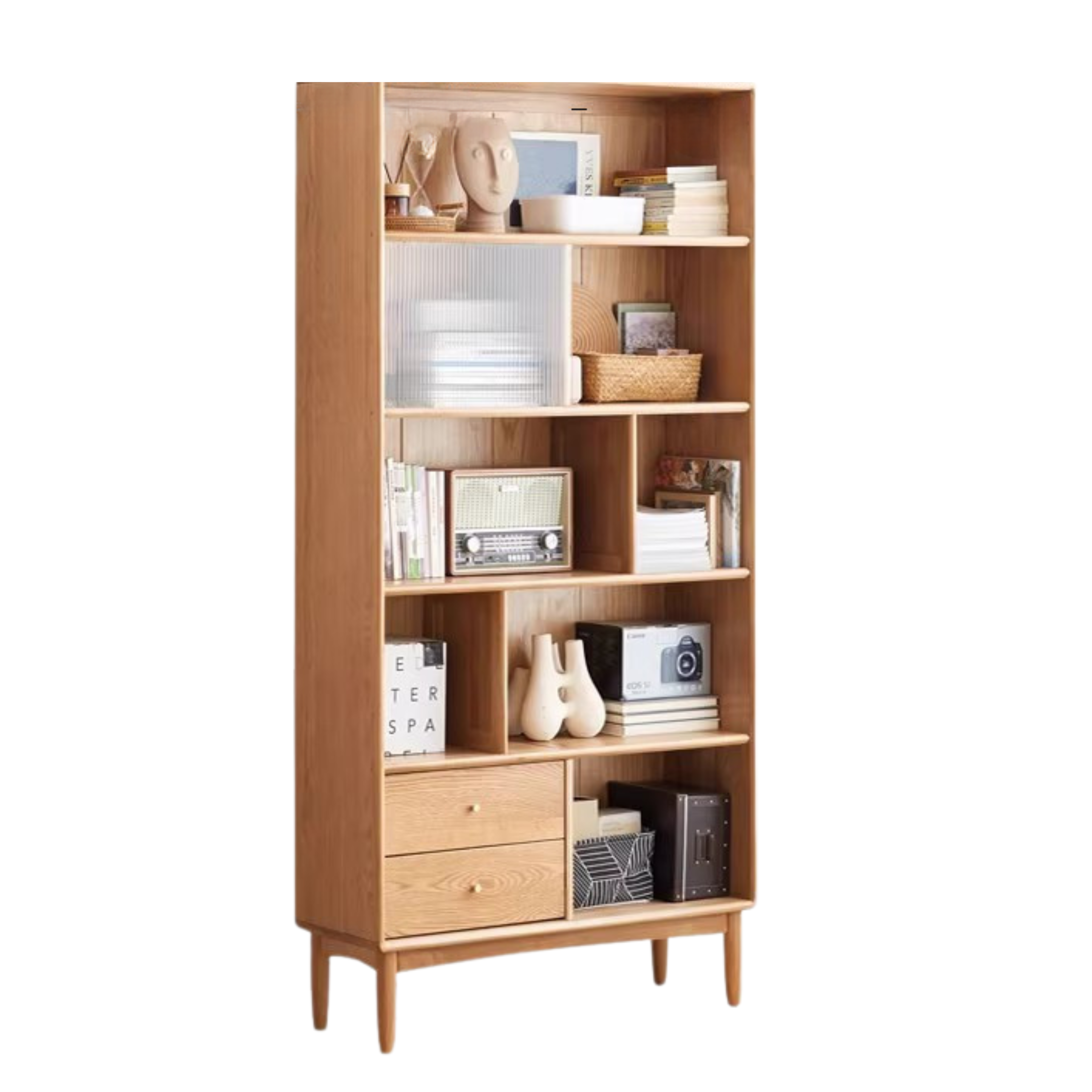 Oak solid wood bookcase Nordic bookshelf