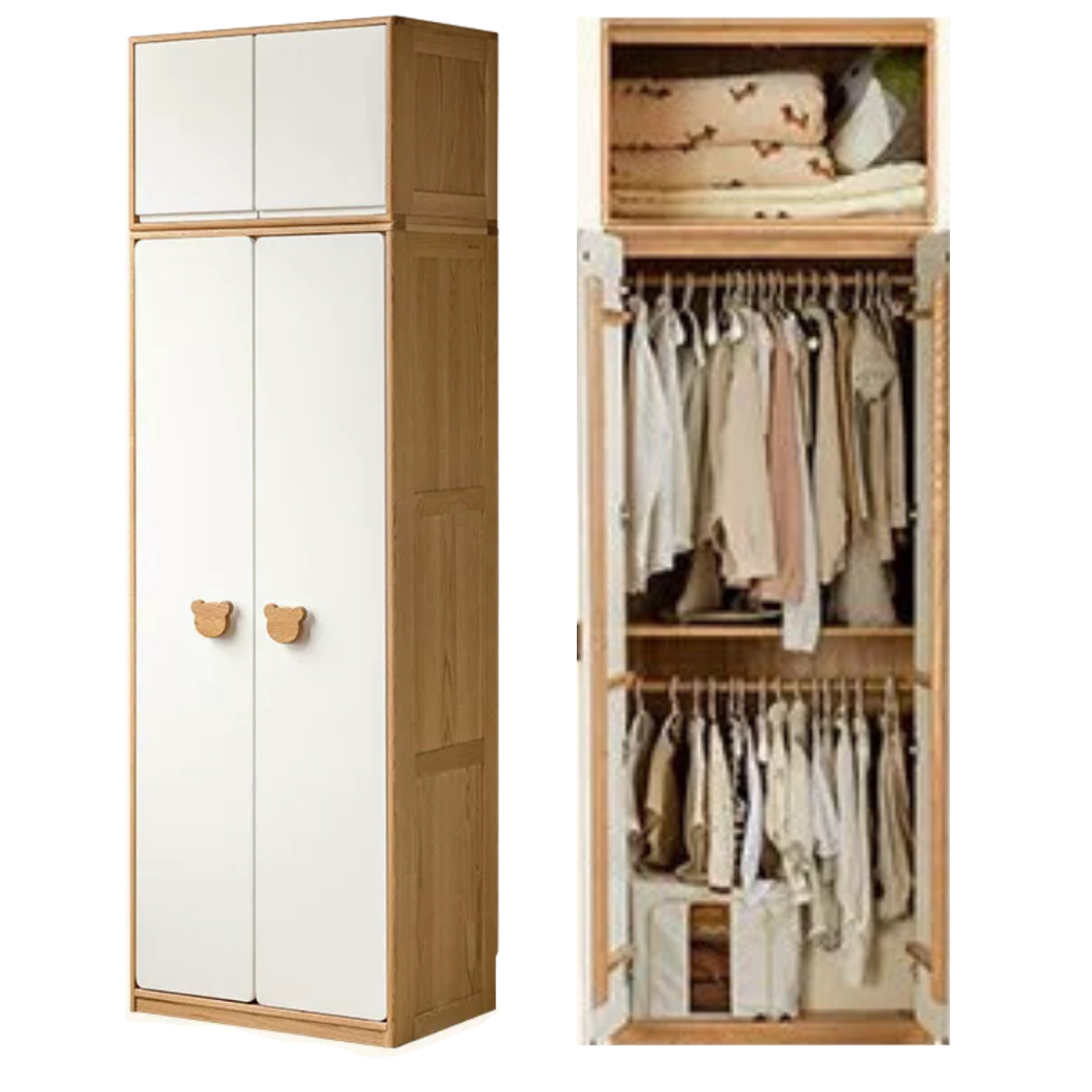 Oak Solid Wood Kids Wardrobe Combination