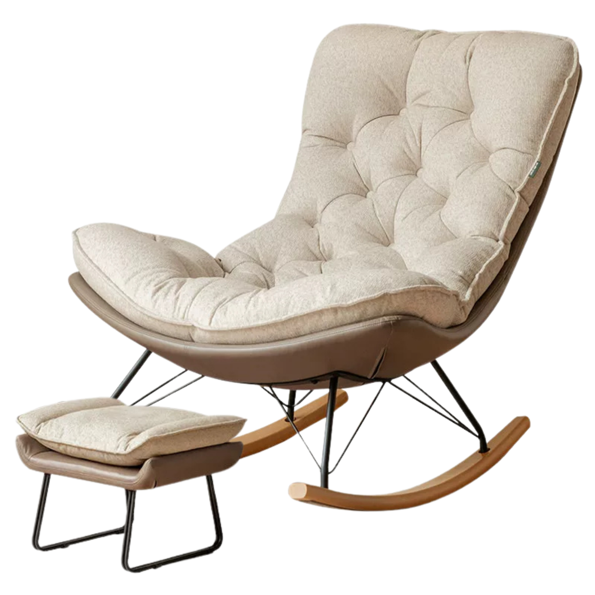 Solid Wood Modern Eggshell Rocking Chair beech legs
