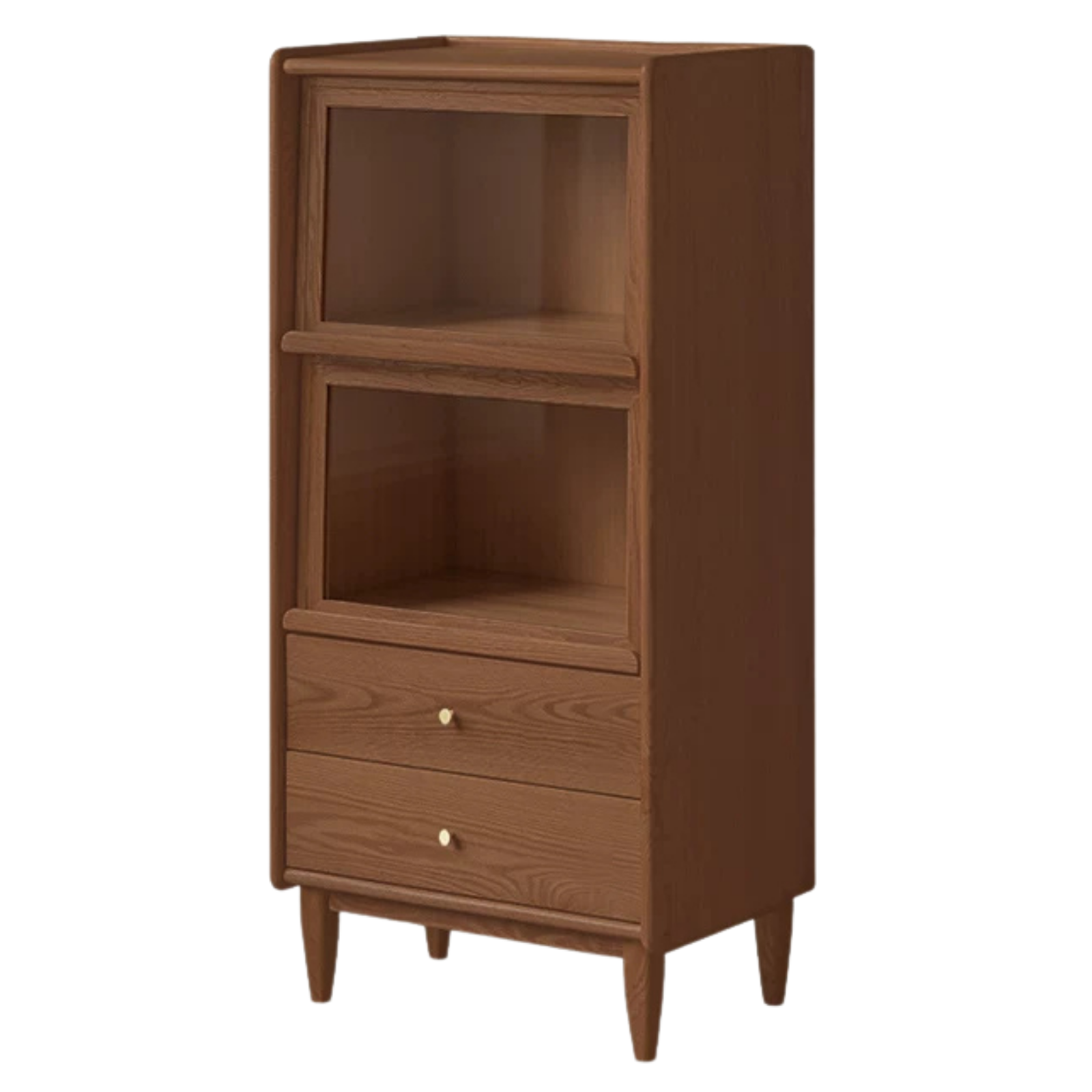 Oak, Ash Solid Wood Flip Door Side Cabinet LED Light