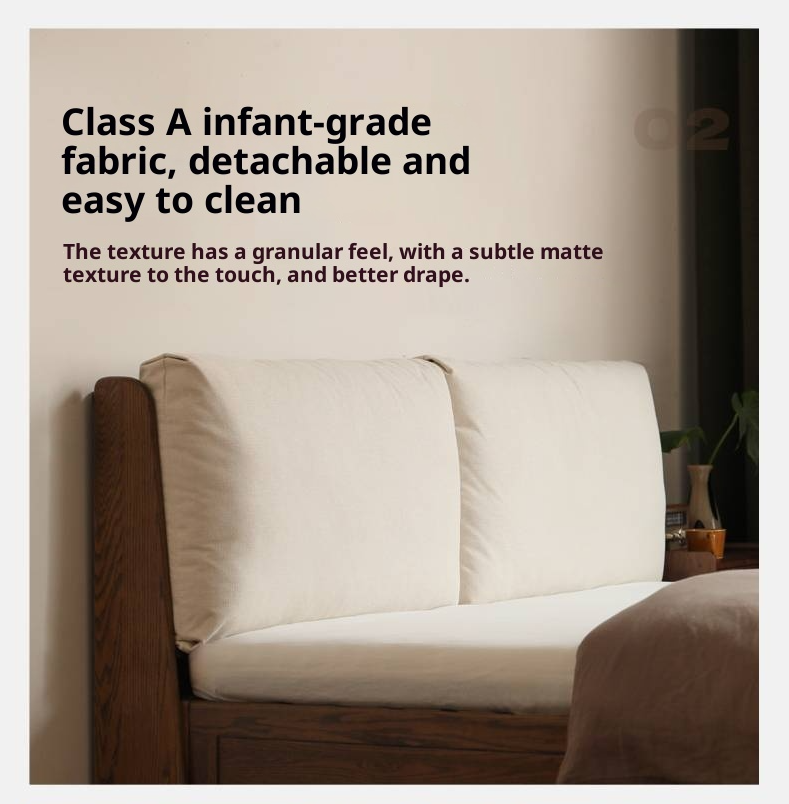 Oak Solid Wood Modern Simple Fabric Soft-Padded Box Bed