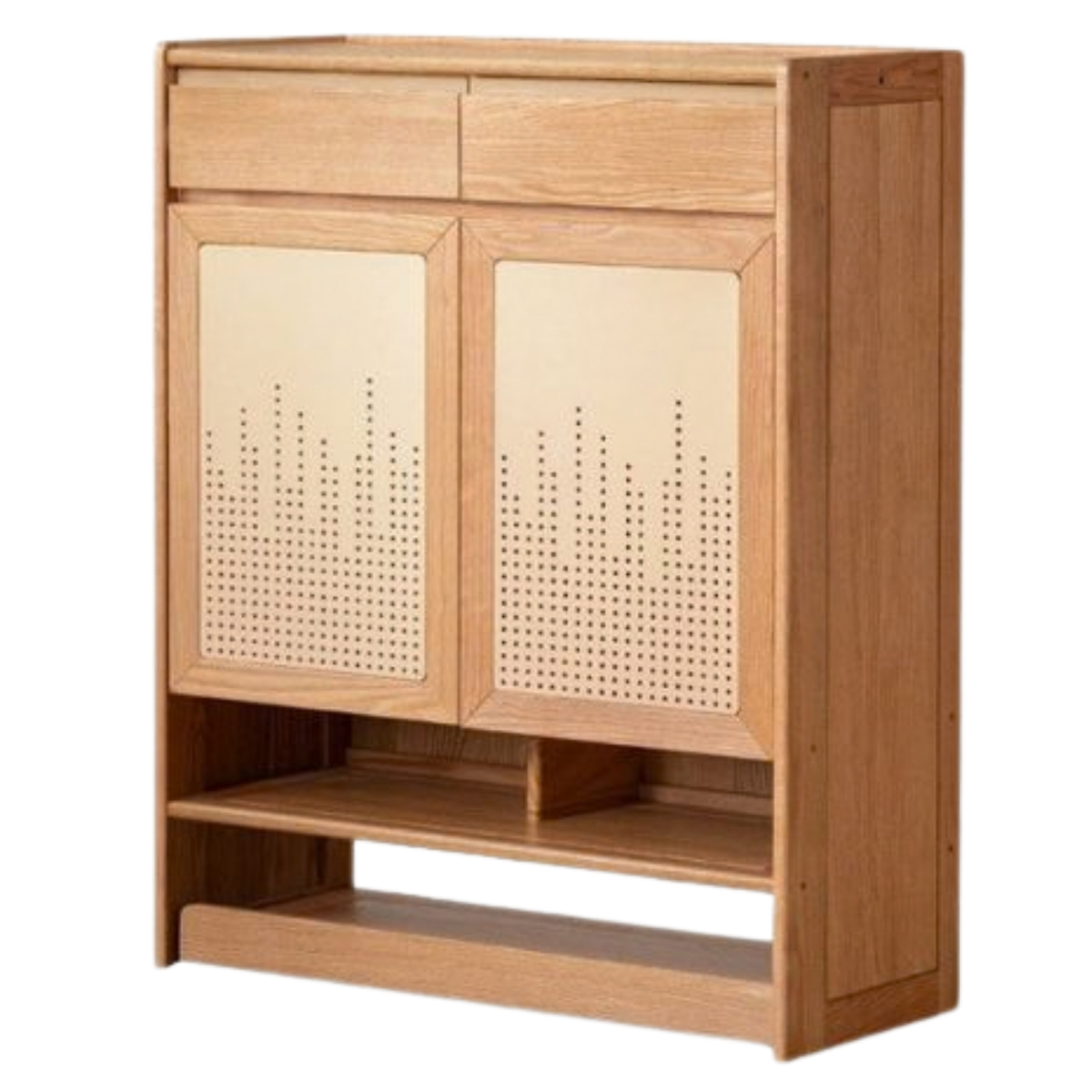 Oak Solid Wood Narrow Shoe Storage Cabinet with Pull-Out Drawer