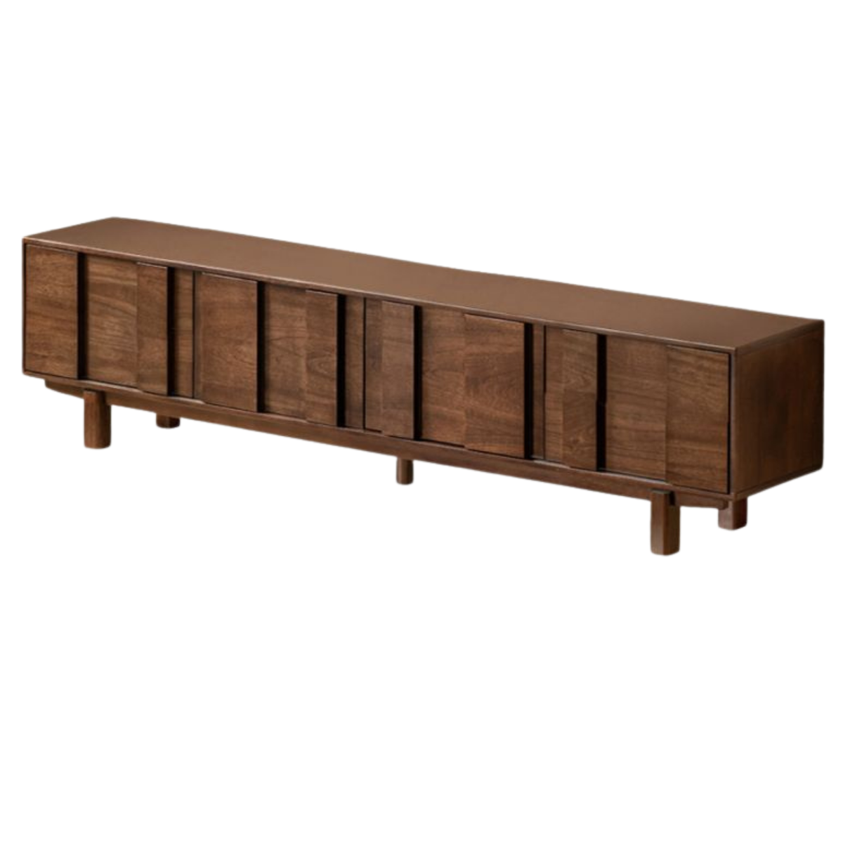 Sandalwood Solid Wood Fluted TV Console with Recessed Handles
