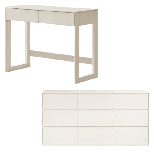 Solid Rubberwood White Cream Wind Dressing Table