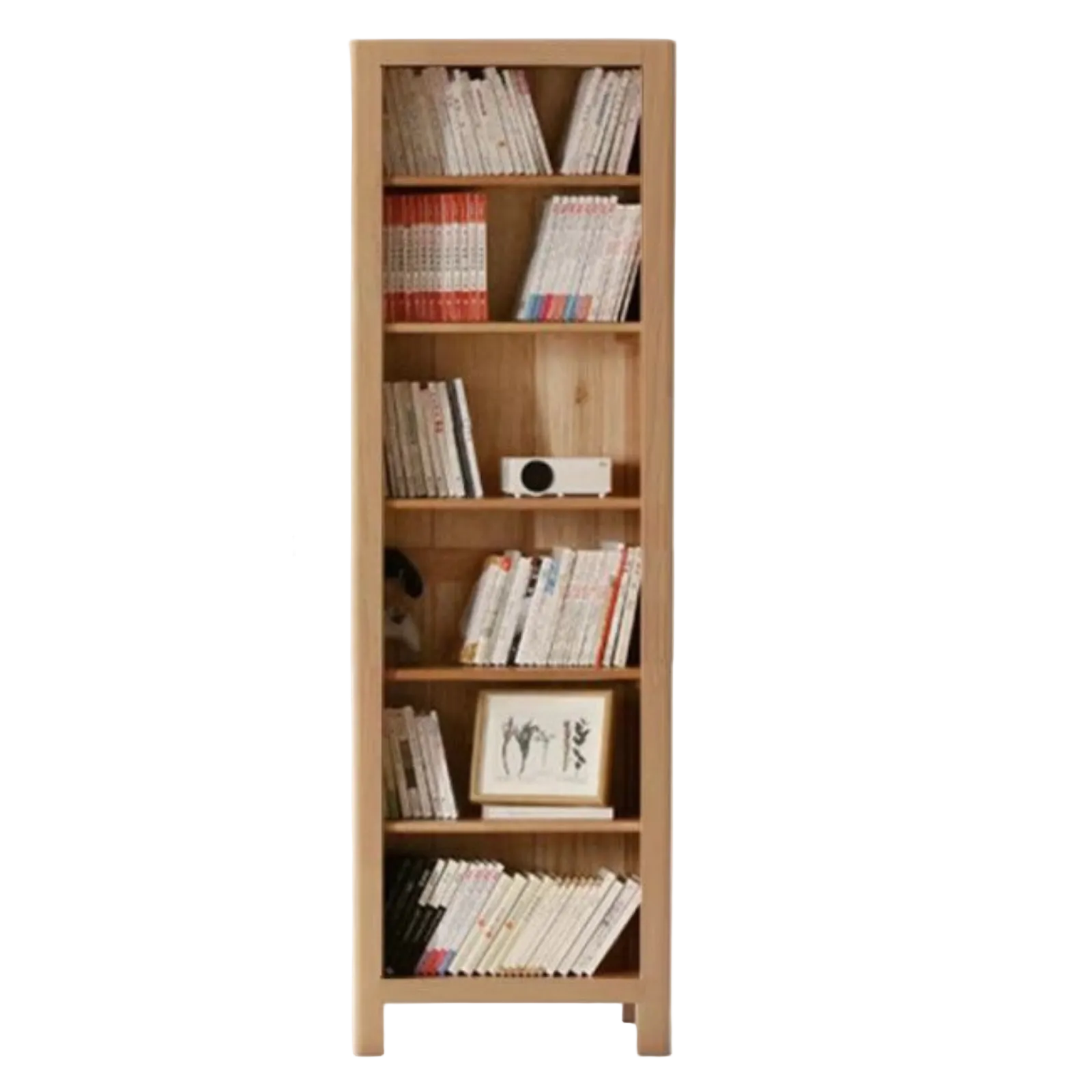 Solid Rubberwood Bookcase with Storage and Display Shelves