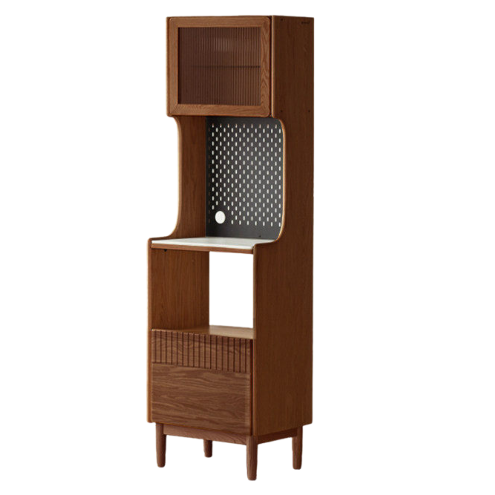 Solid RubberWood, Oak Solid Wood Sideboard Rock Board LED Light