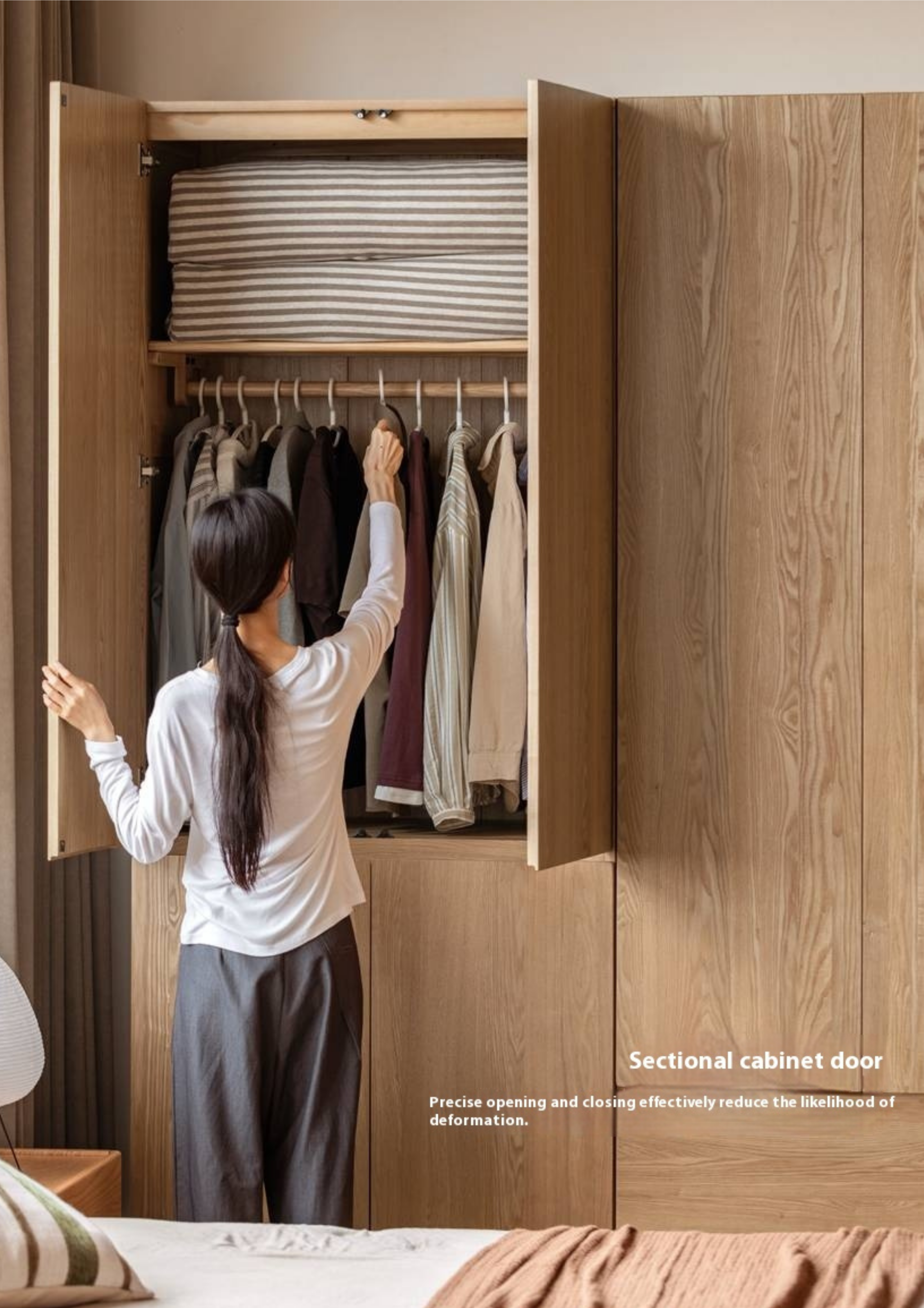 Ash Solid Wood Open Door Storage Cabinet